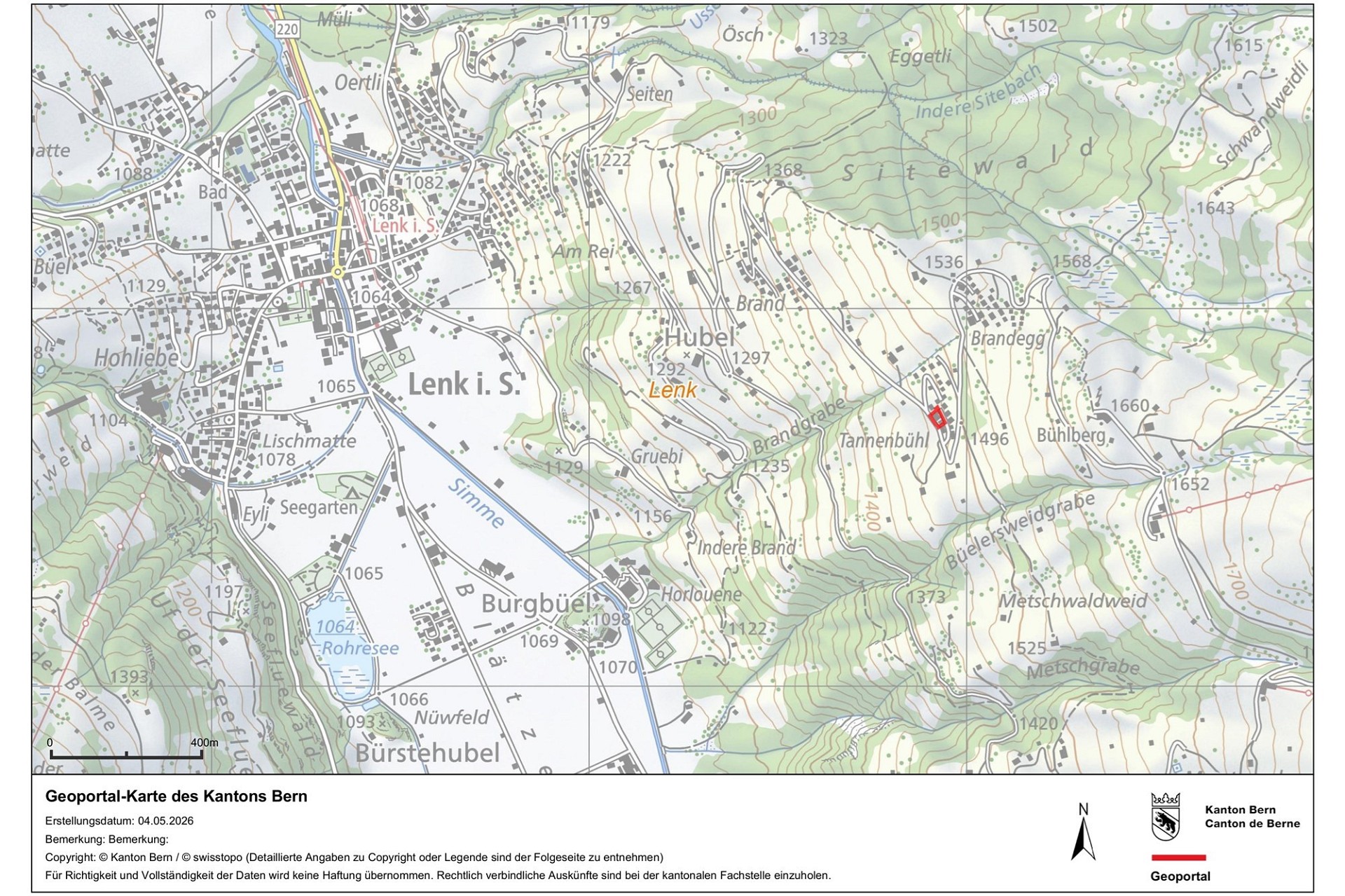 Topografische Karte von Lenk im Simmental