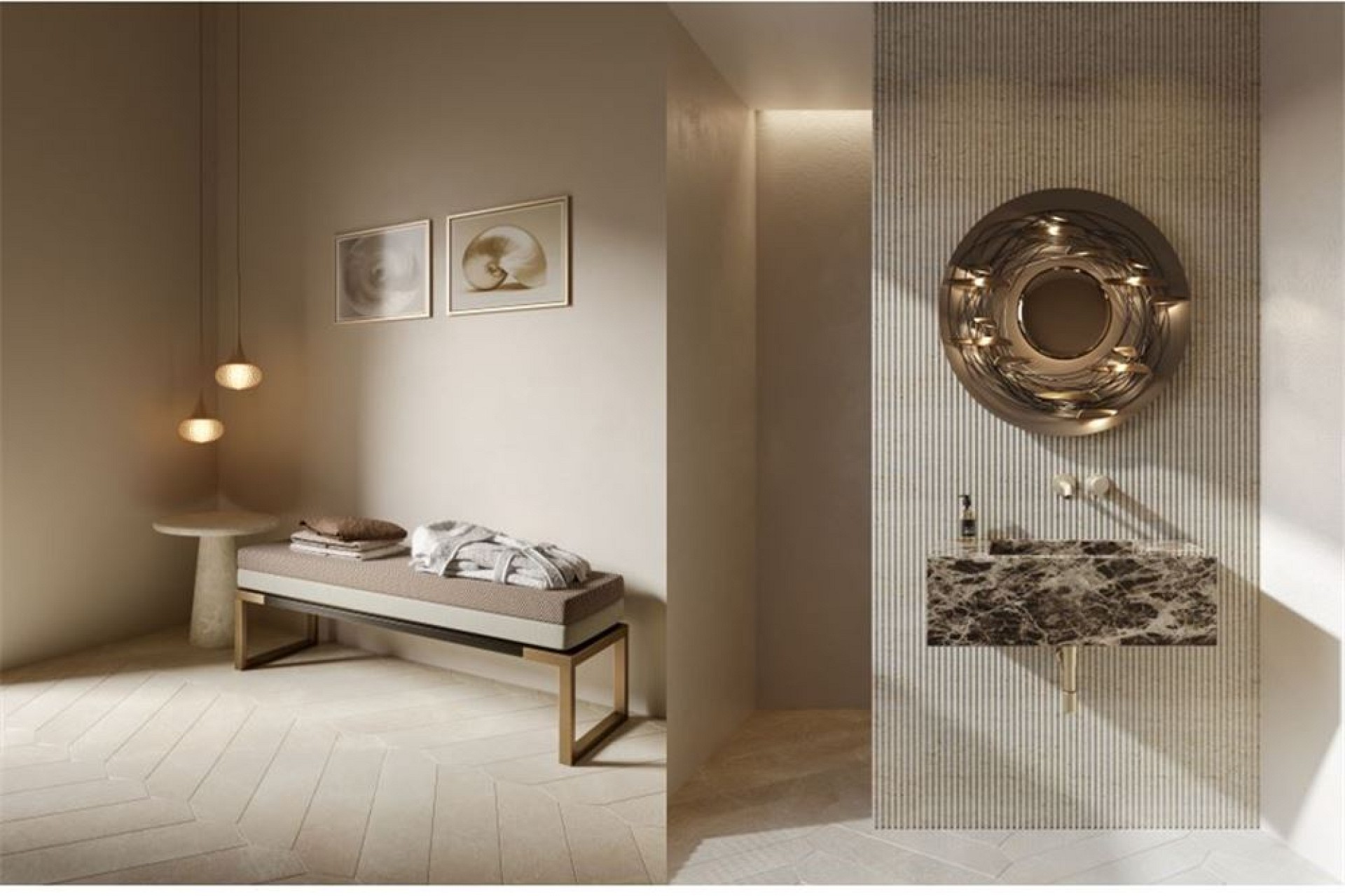 Luxuriöses Spa-/Ankleide-Interieur mit Waschbereich