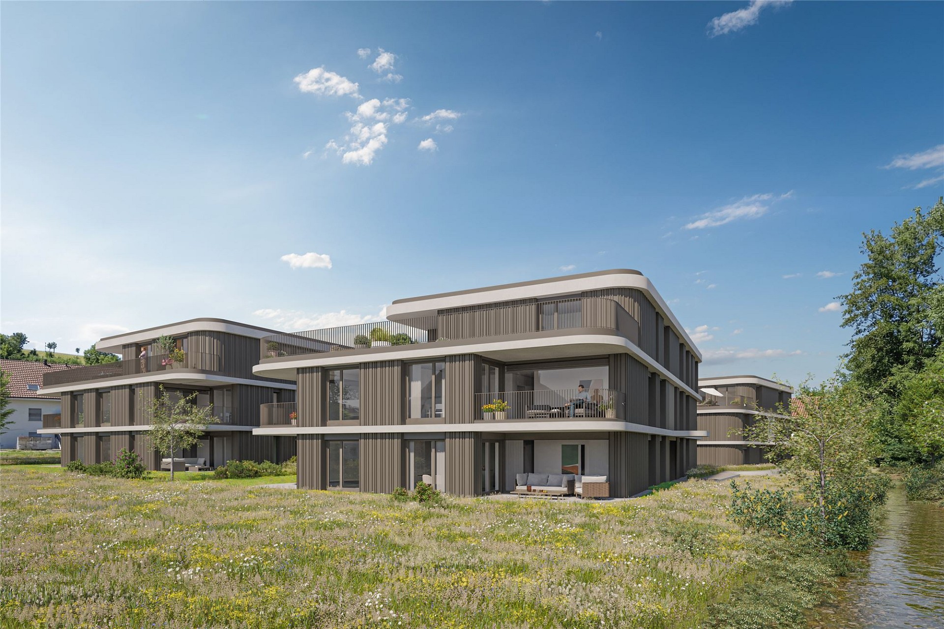 Moderne Wohnanlage in naturnaher Umgebung