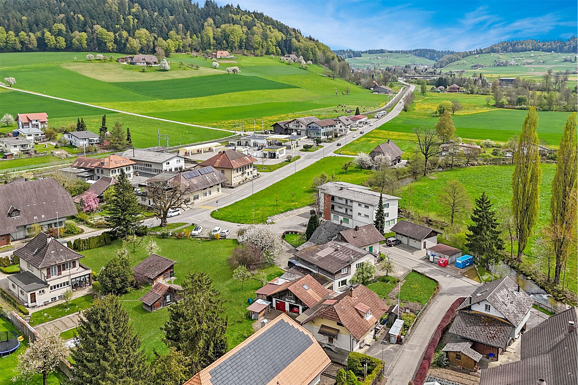 Ländliche Siedlung aus der Luft