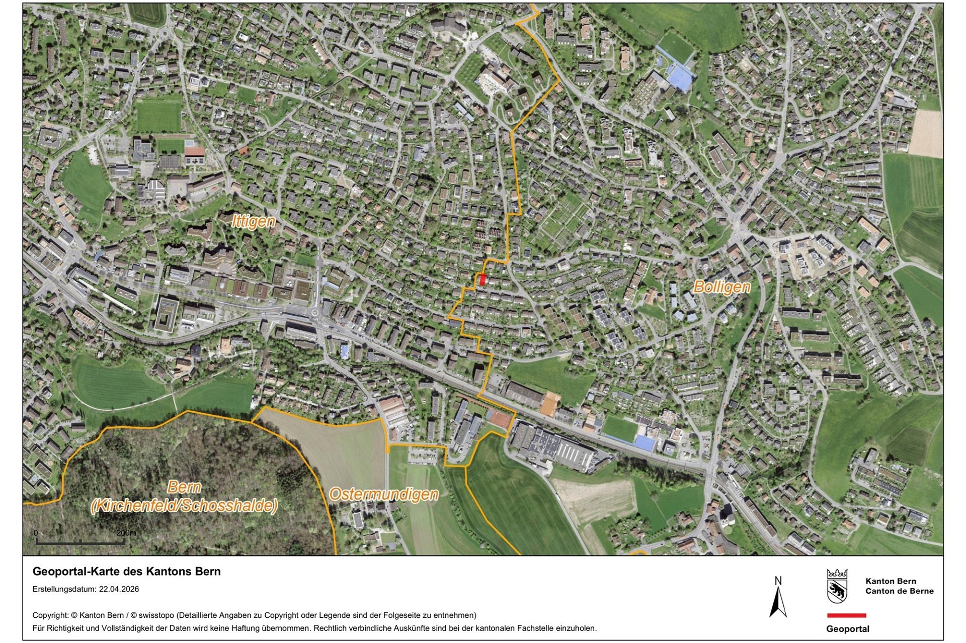 Geolagenkarte mit markiertem Ort in Bern-Region