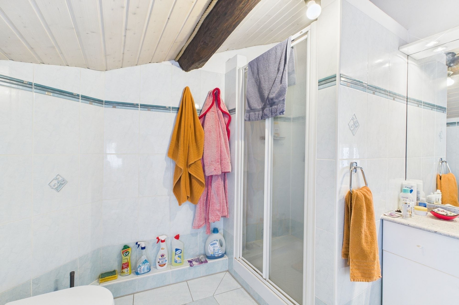 Badezimmer mit Dachschräge und Dusche