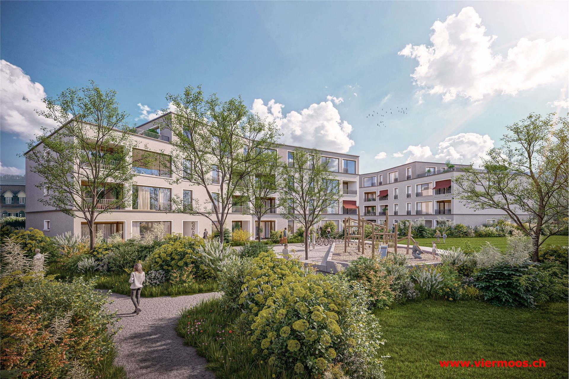 Moderne Wohnanlage mit Gemeinschaftsgarten