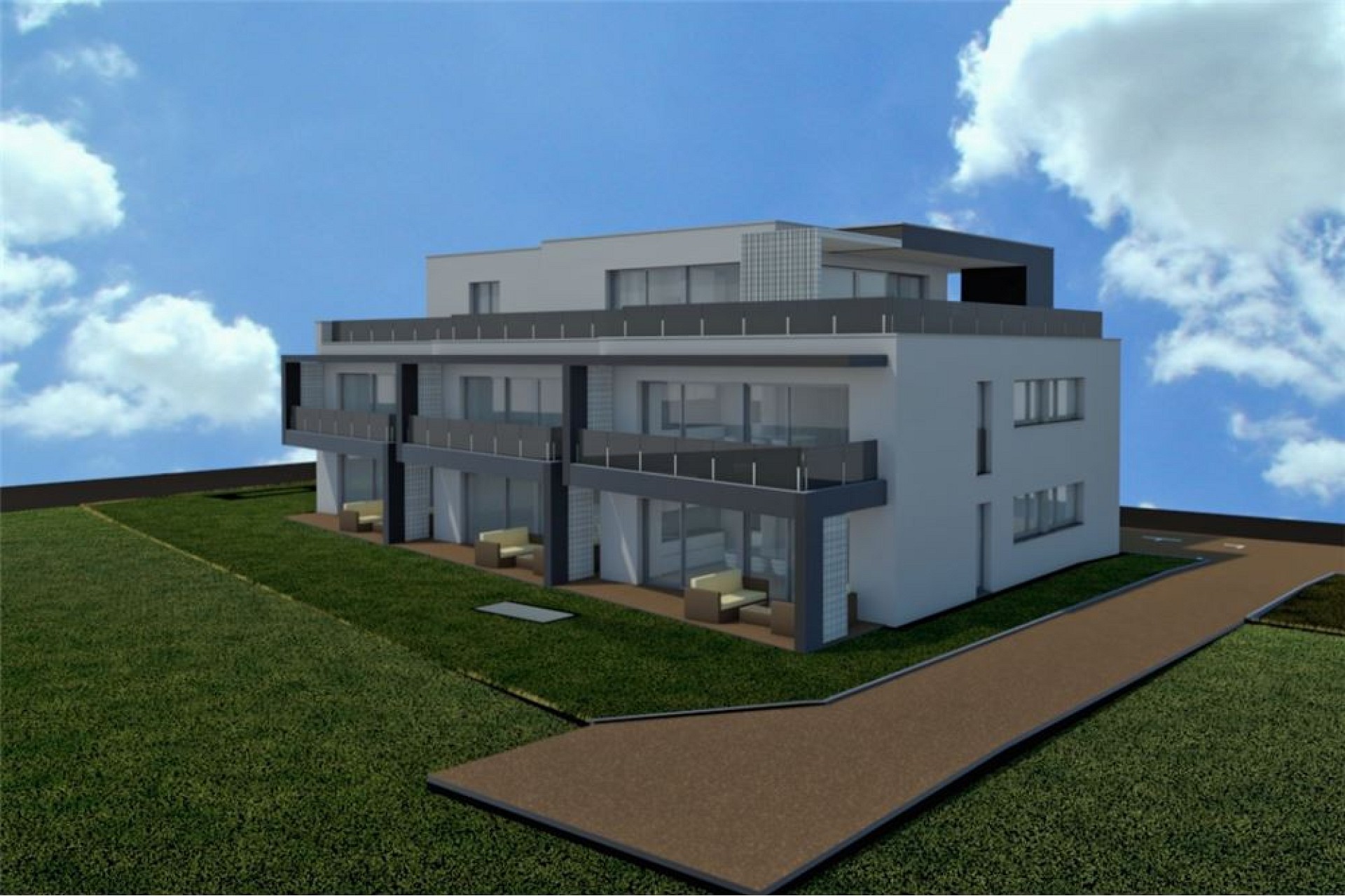 Modernes Mehrfamilienhaus im Außenbereich