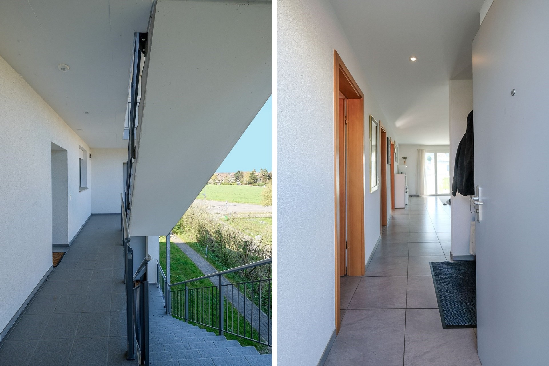 Flur und Balkon eines Wohngebäudes