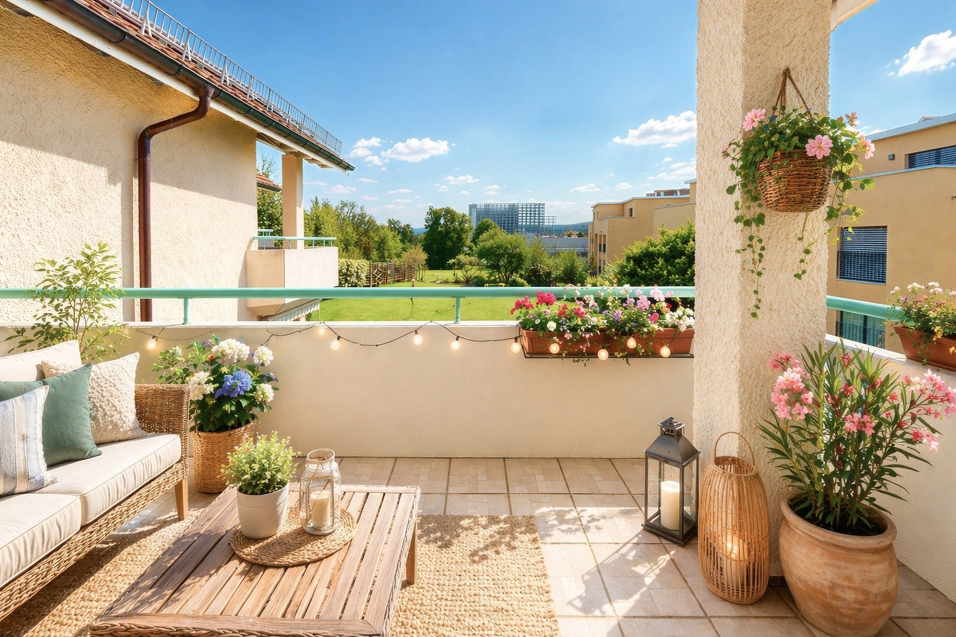 Balkon mit Gartenblick