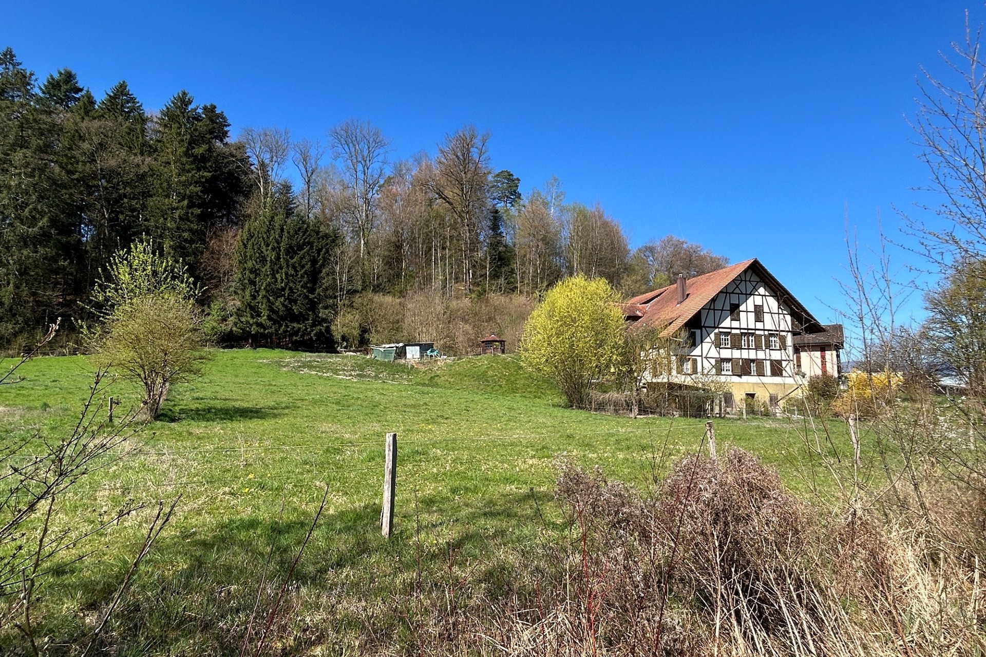 Ländliches Fachwerkhaus mit großem Grünland