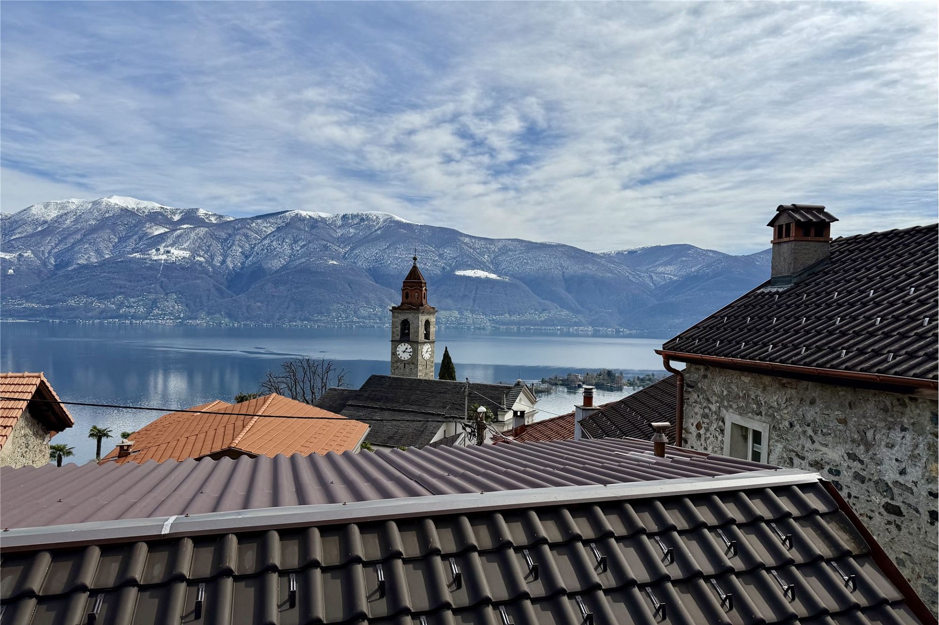 Dach- und Seeblick mit Bergen