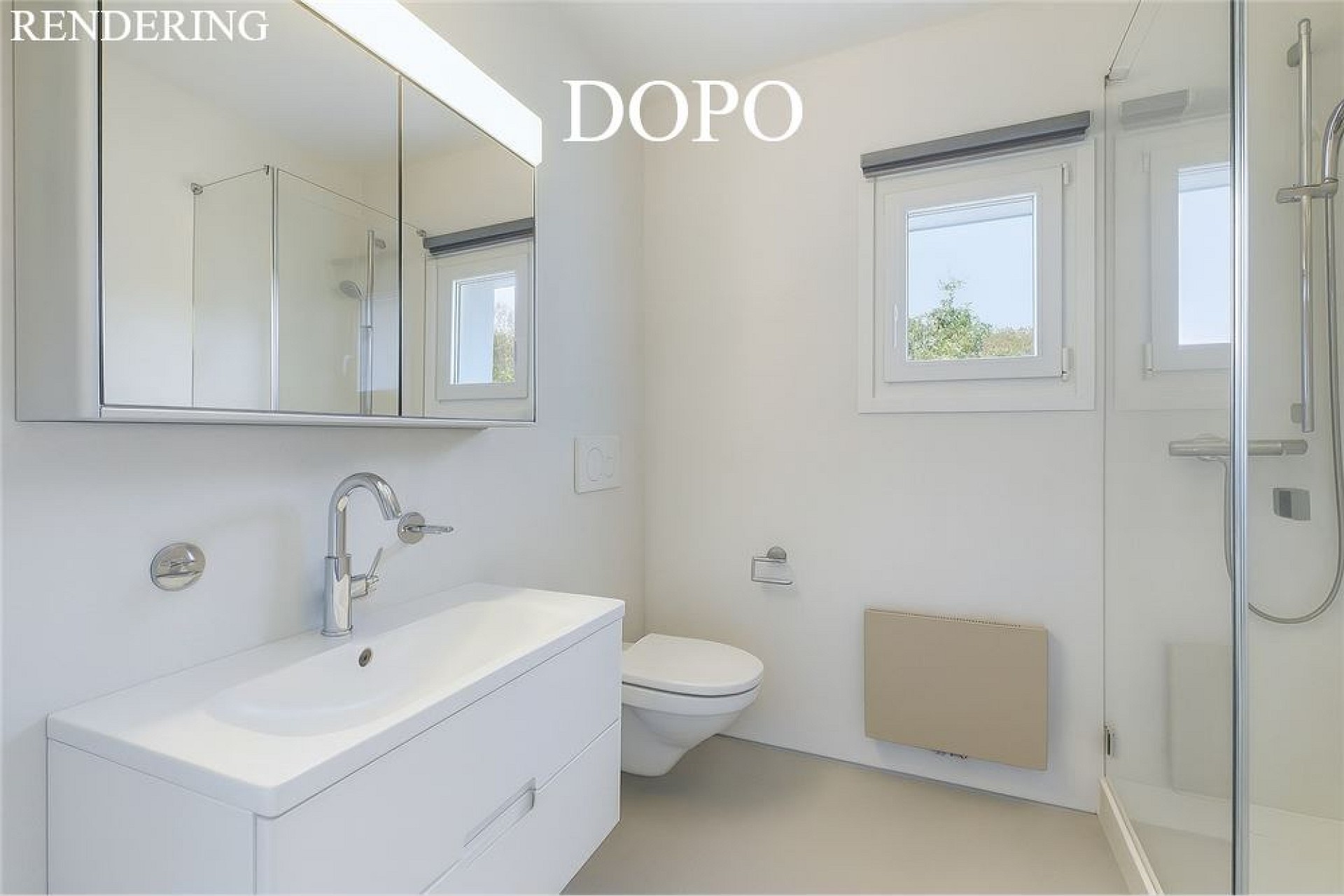 Modernes Badezimmer mit Dusche und WC