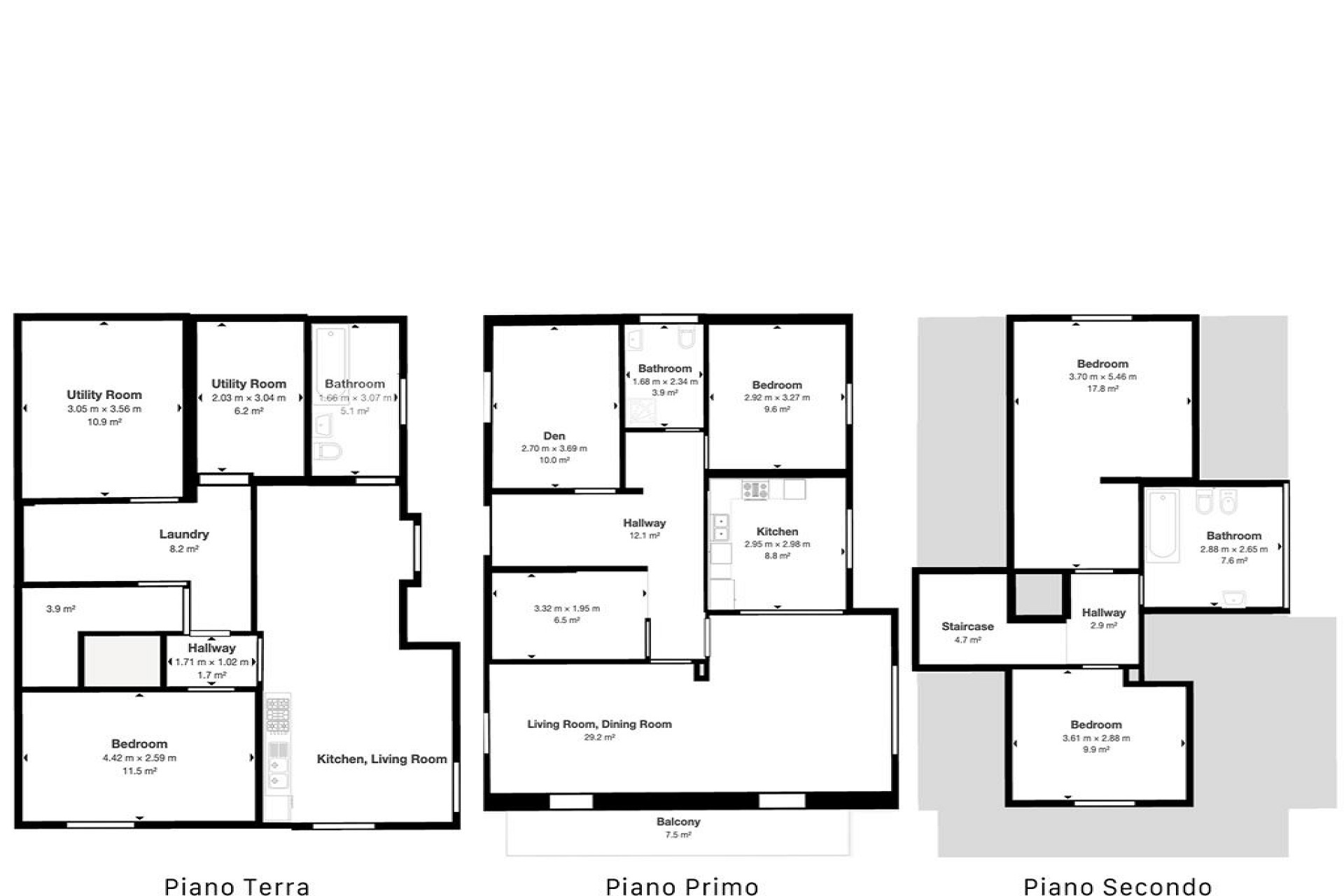 Grundriss eines mehrgeschossigen Hauses