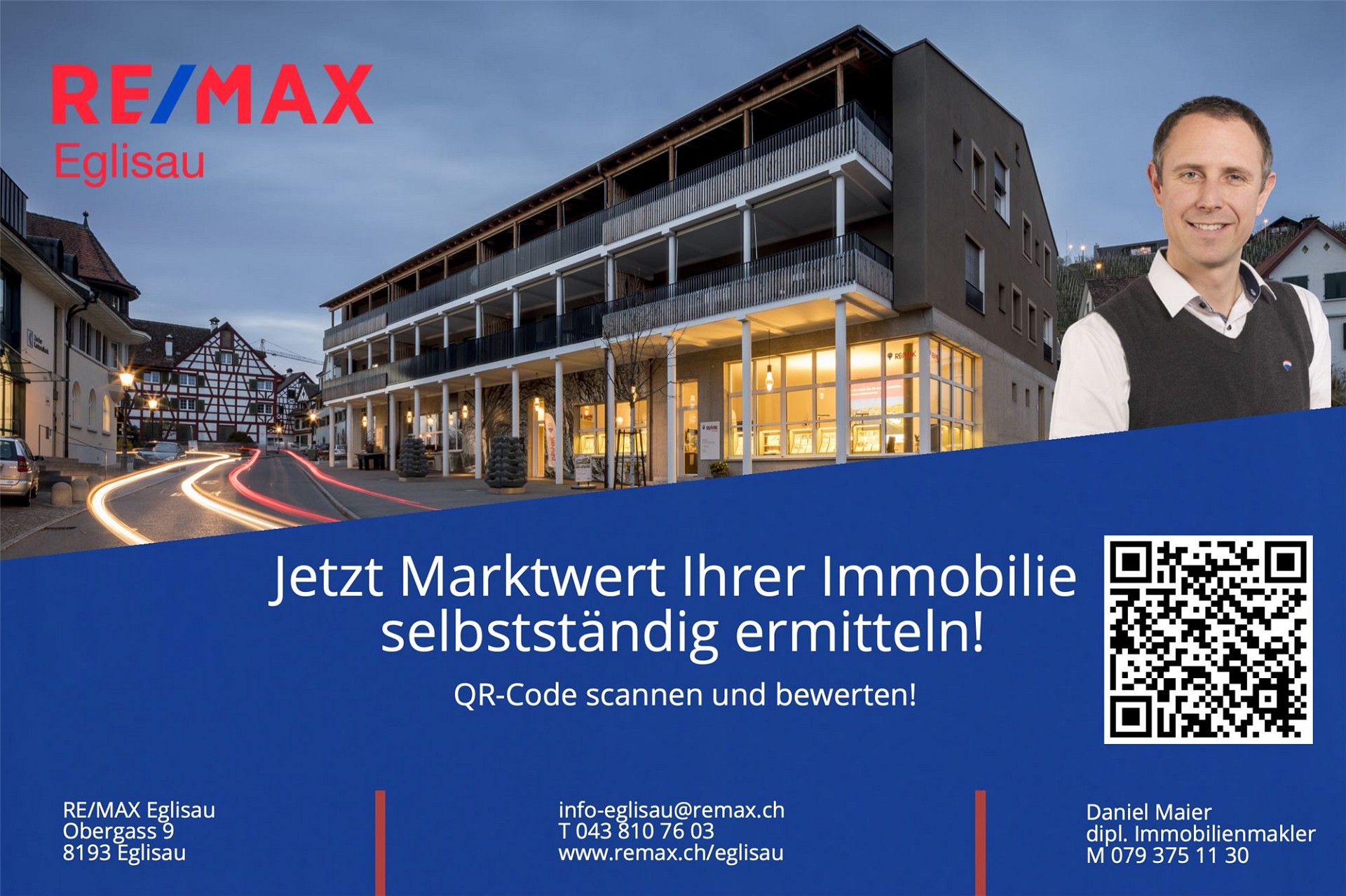Werbeplakat für Immobilienbewertung in Eglisau