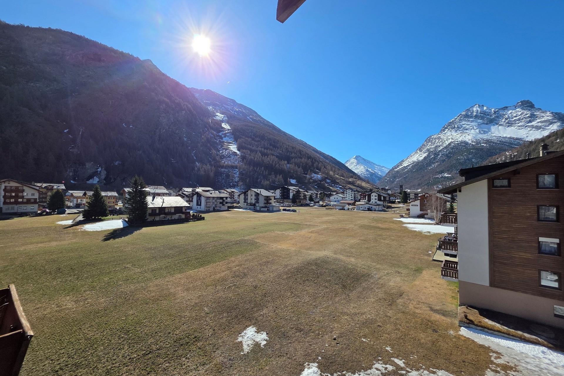 Alpenblick über eine Talwiese