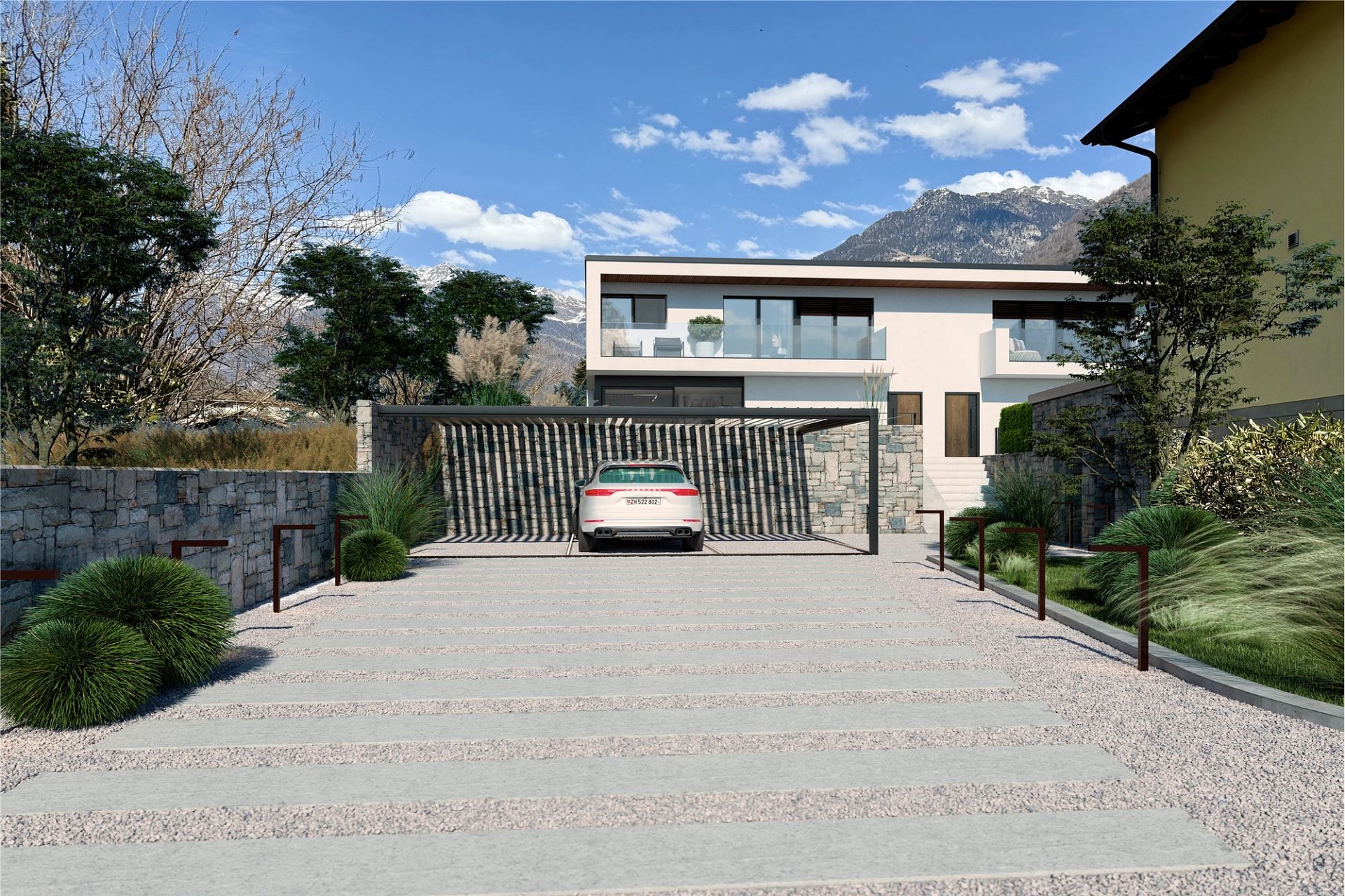 Moderne Villa mit Bergblick und Carport