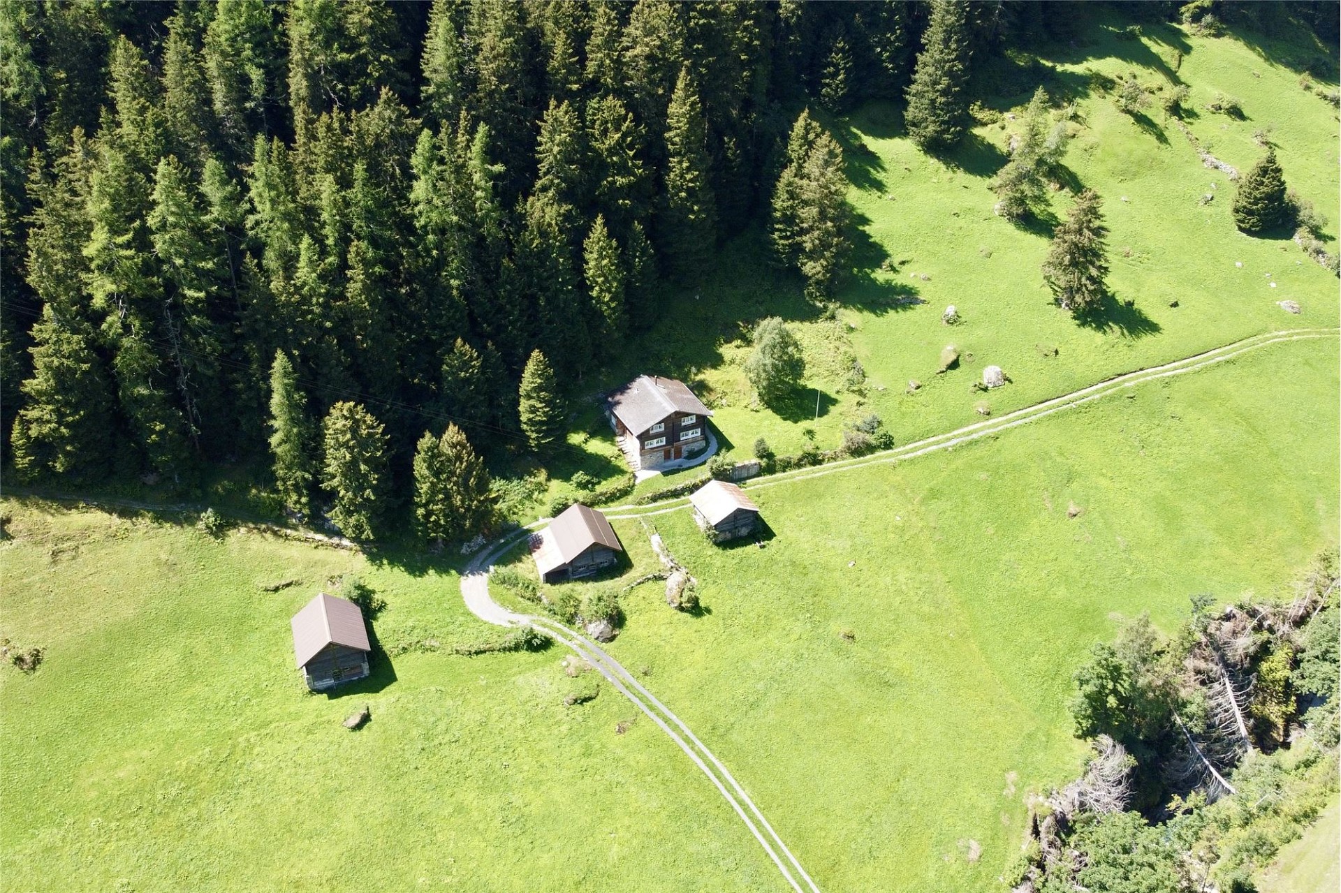 Alpenhof aus der Luft