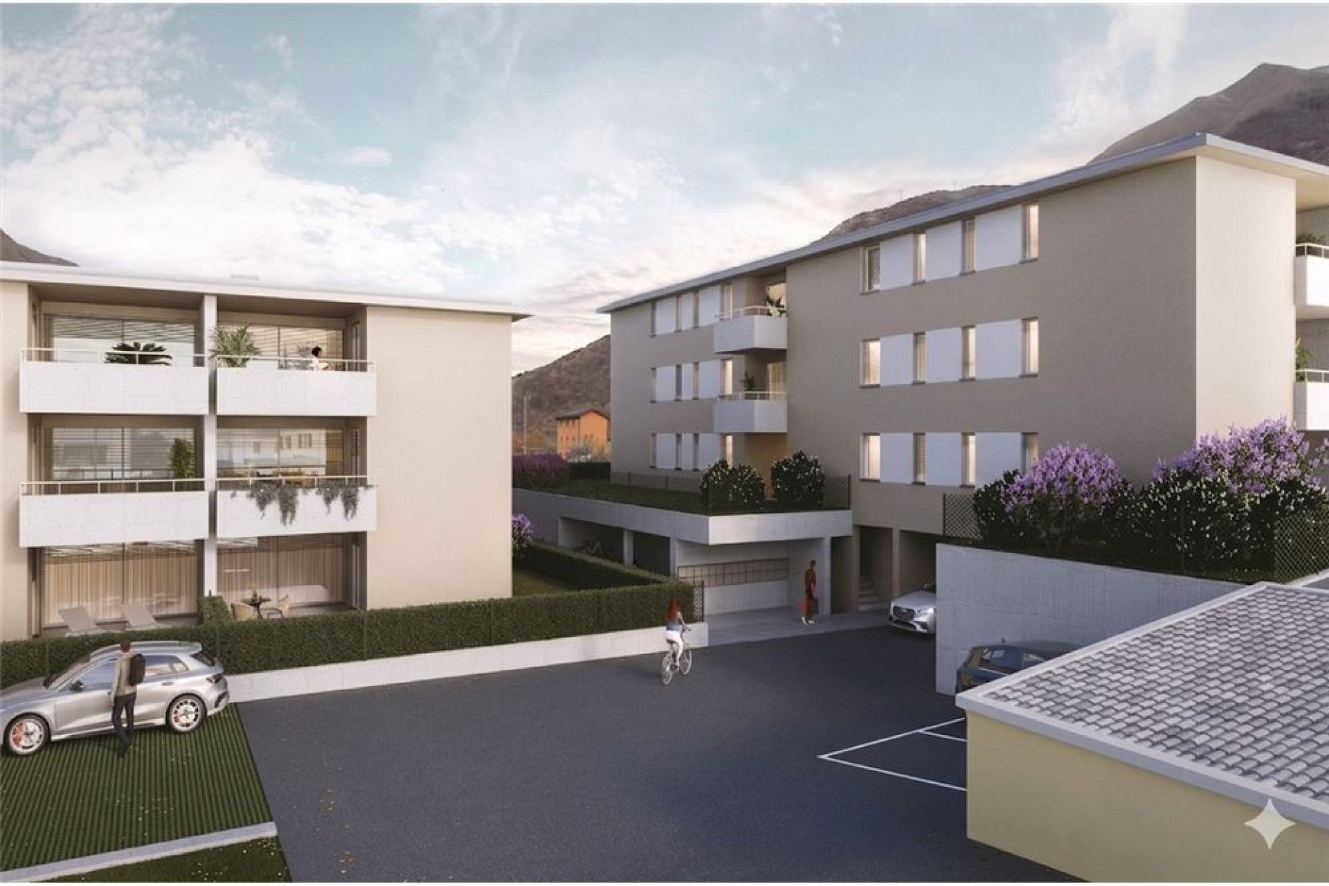 Moderne Wohnanlage mit Balkonen und Innenhof
