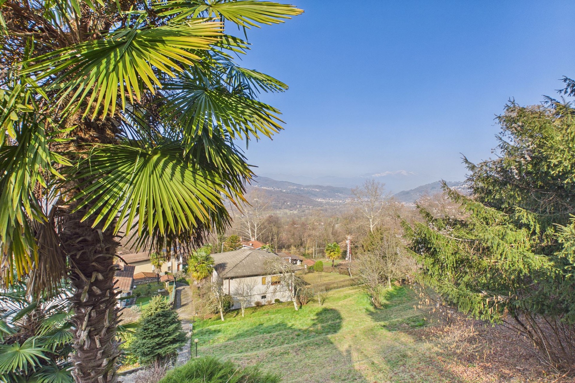 Landschafts- und Grundstücksüberblick mit Bergblick