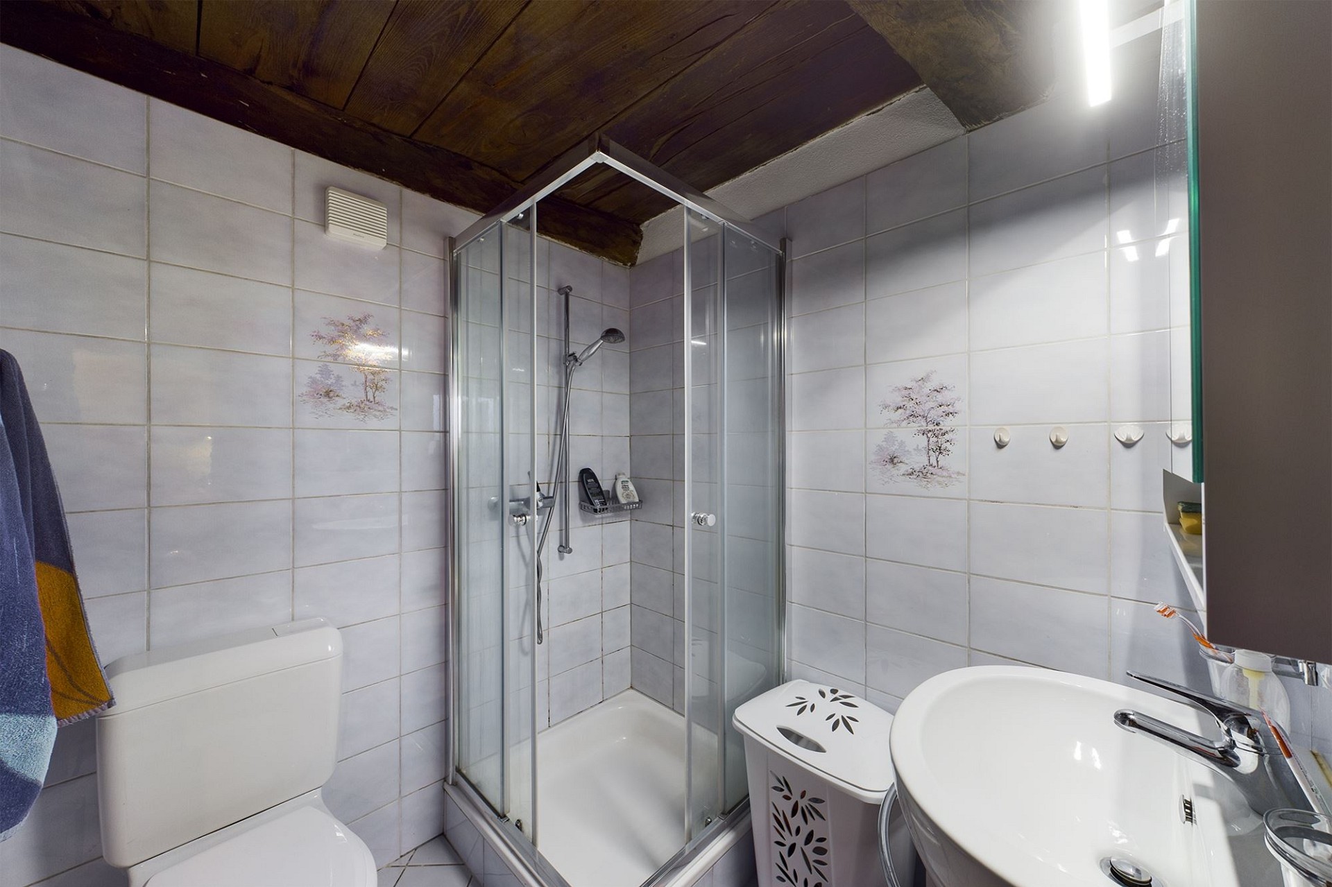 Modernes Badezimmer mit Duschkabine und WC