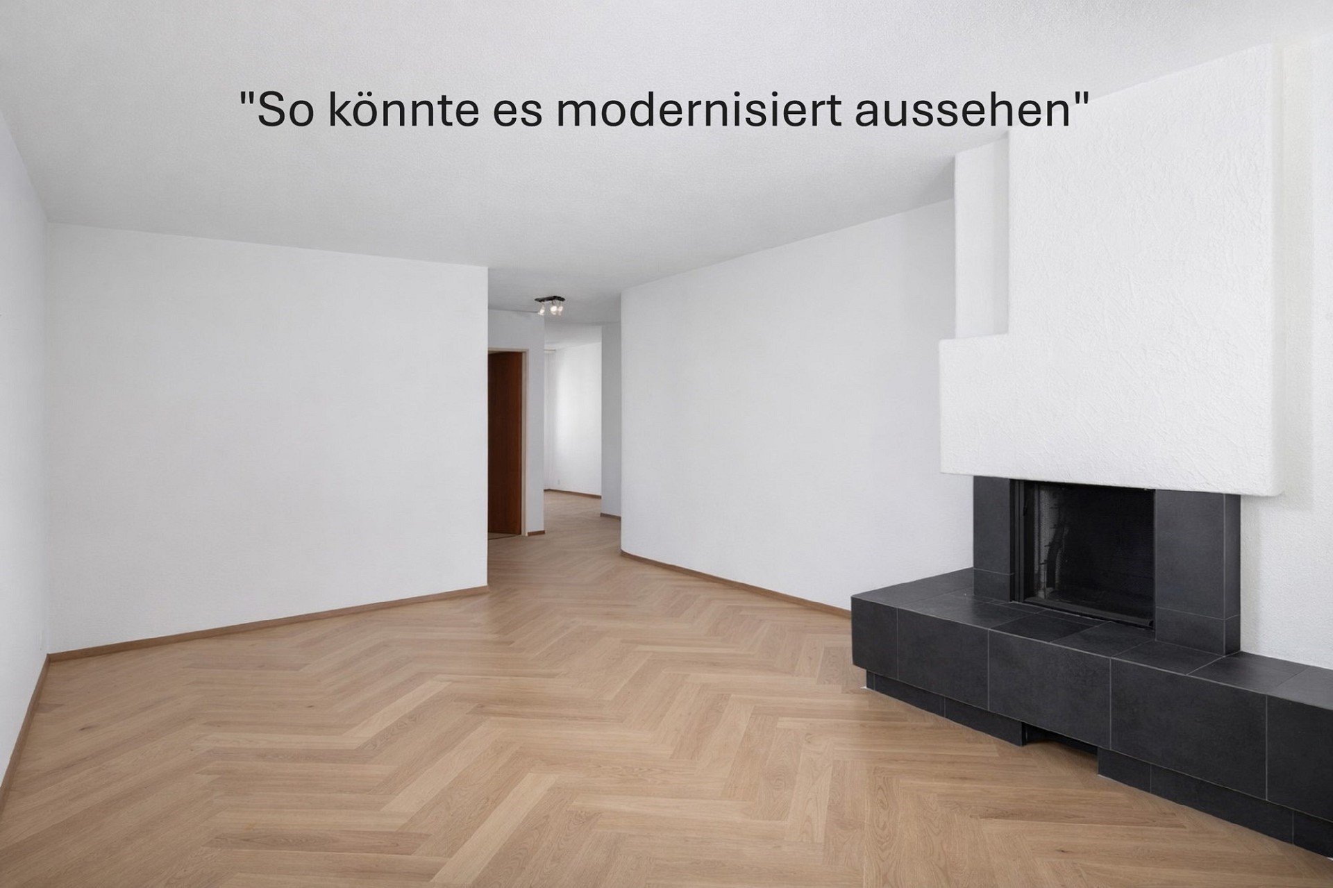 Modernisierter Wohnraum mit Kamin