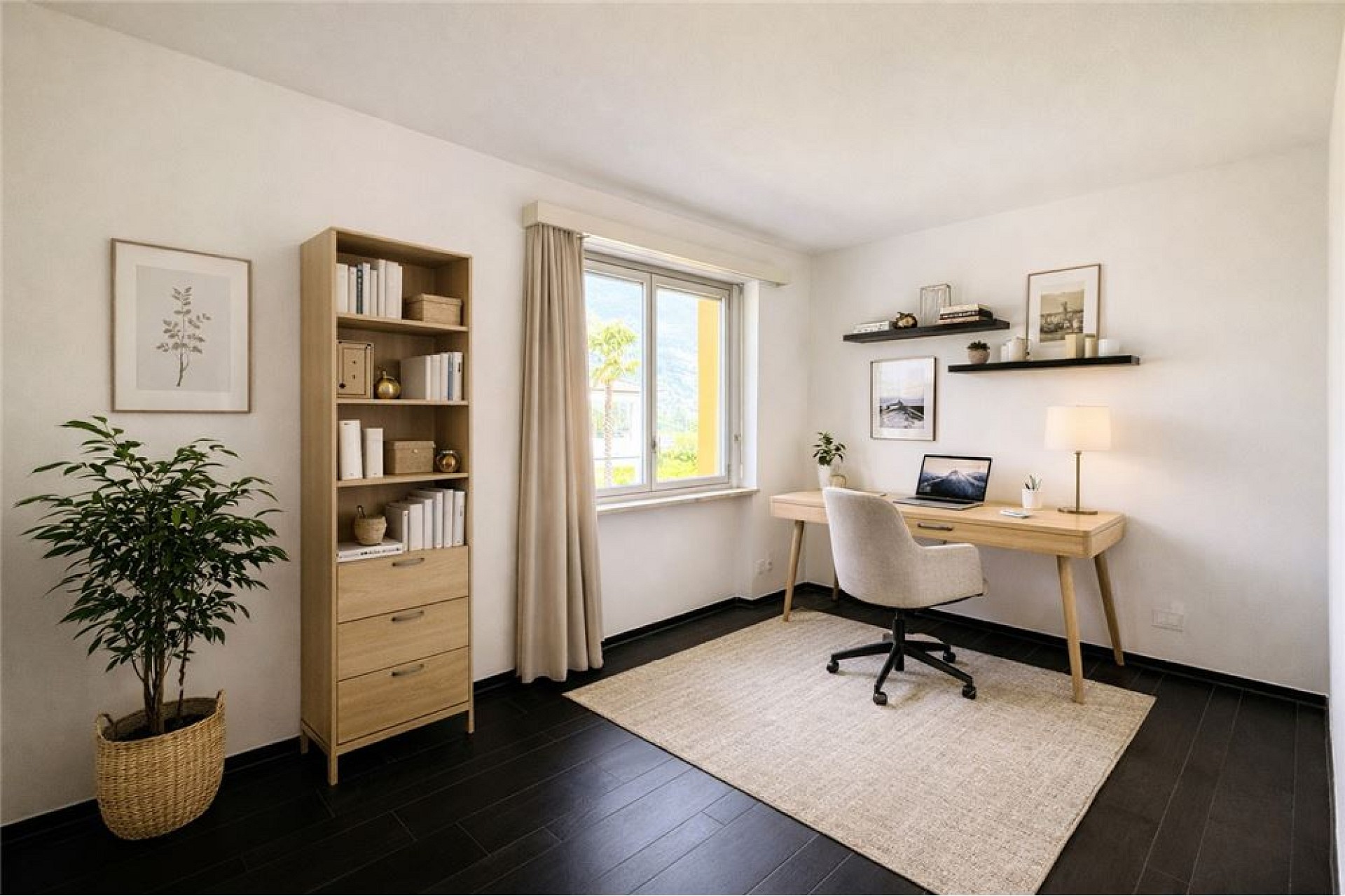 Helles Homeoffice mit skandinavischem Charakter