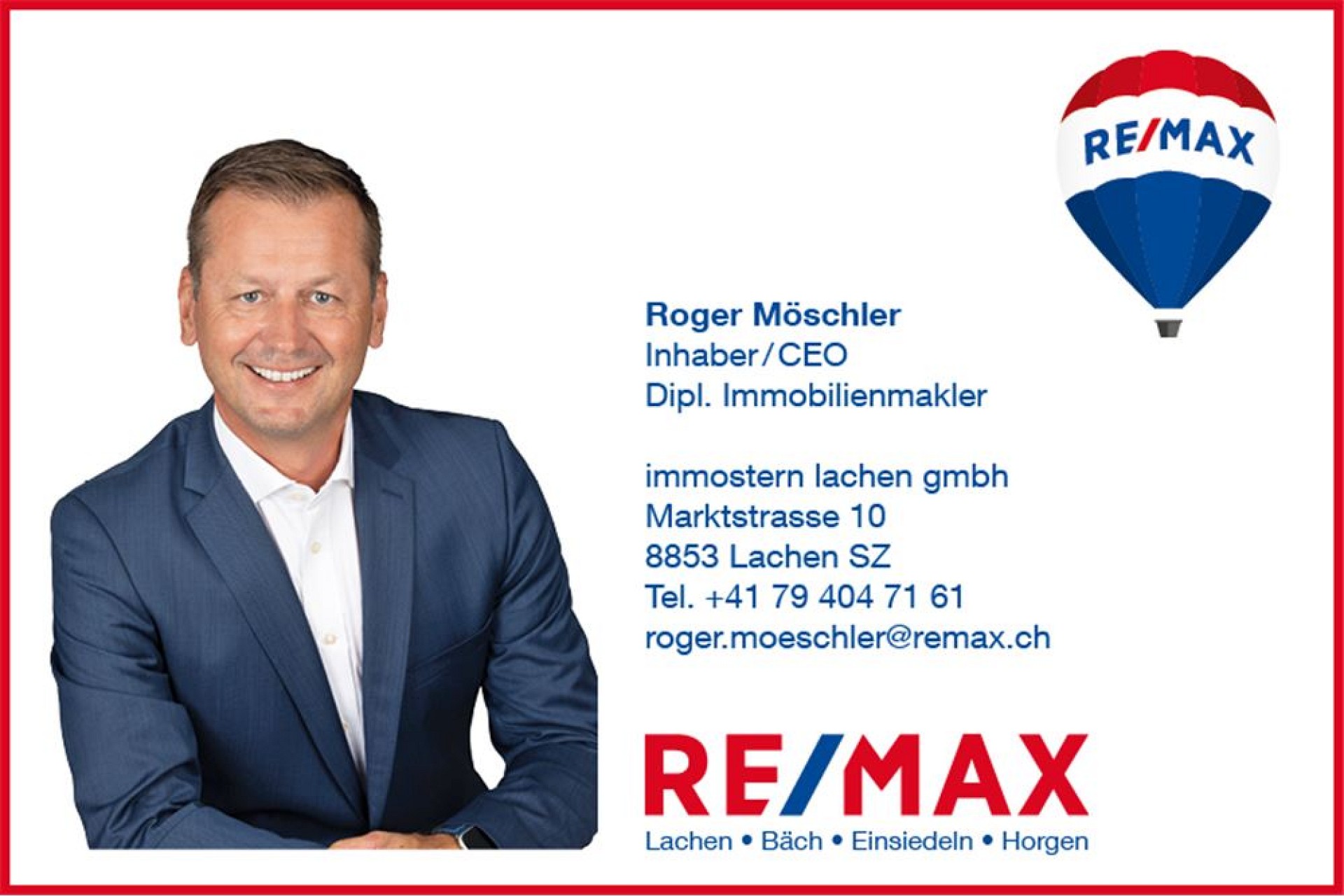 Makler-Visitenkarte mit RE/MAX-Branding