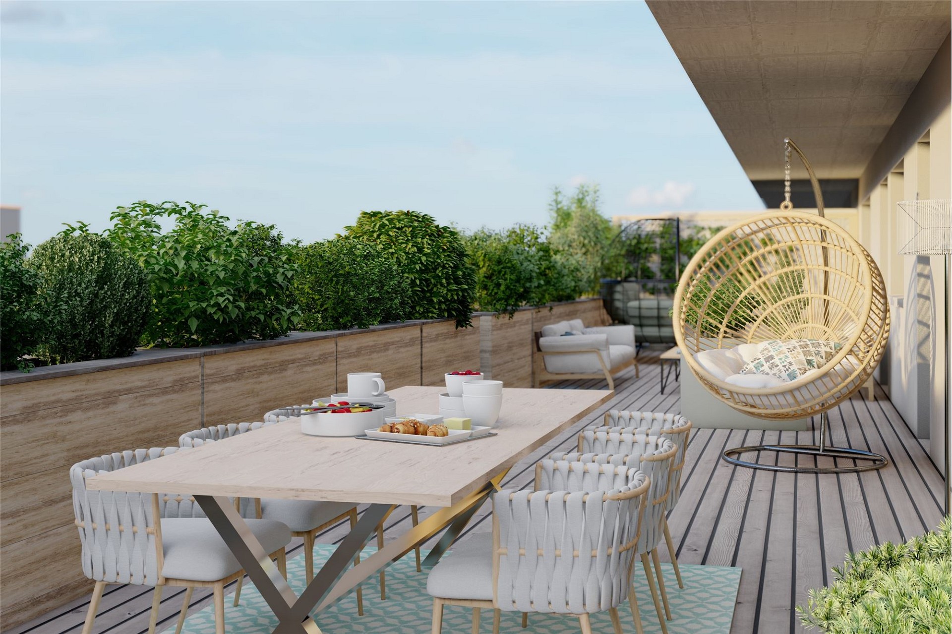 Dachterrasse mit Lounge- und Essbereich