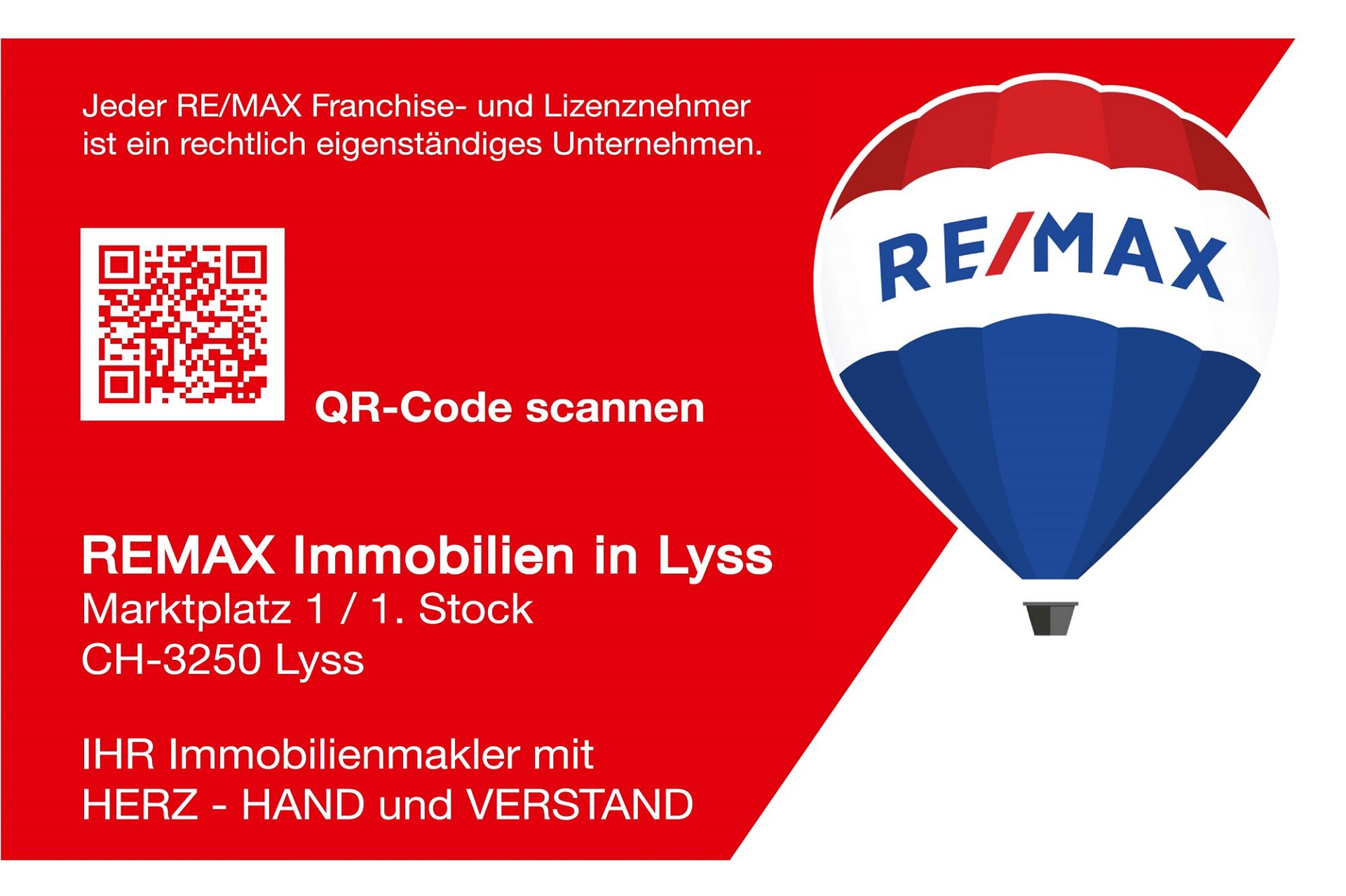 RE/MAX Werbegrafik mit QR-Code