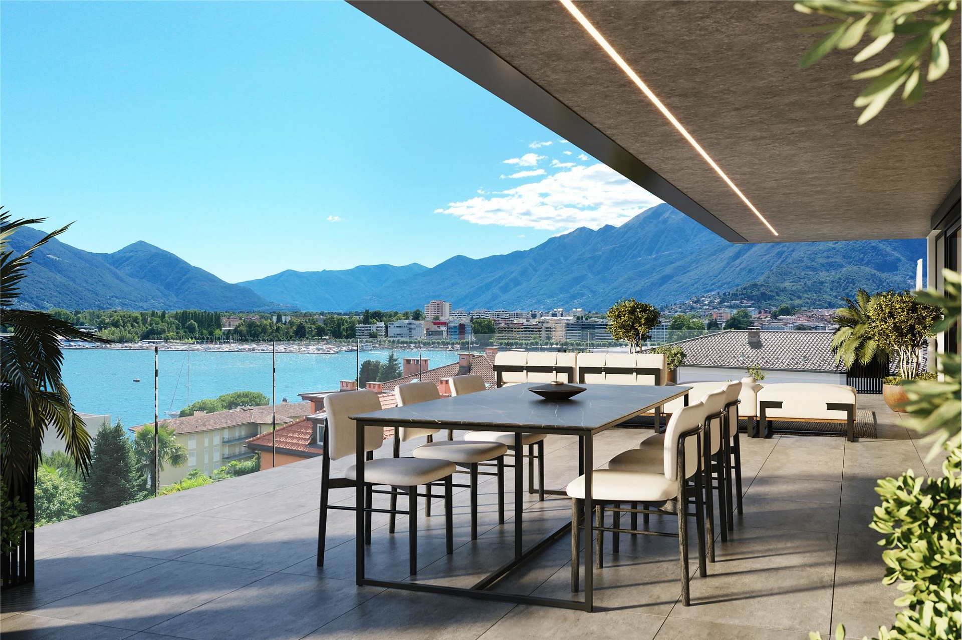 Luxuriöse Terrasse mit Seeblick