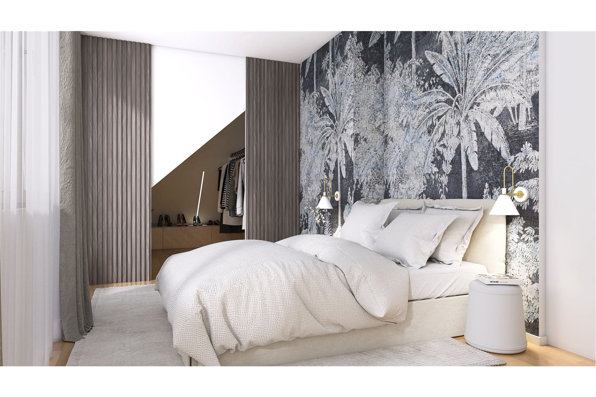 Schlafzimmer mit begehbarem Kleiderschrank