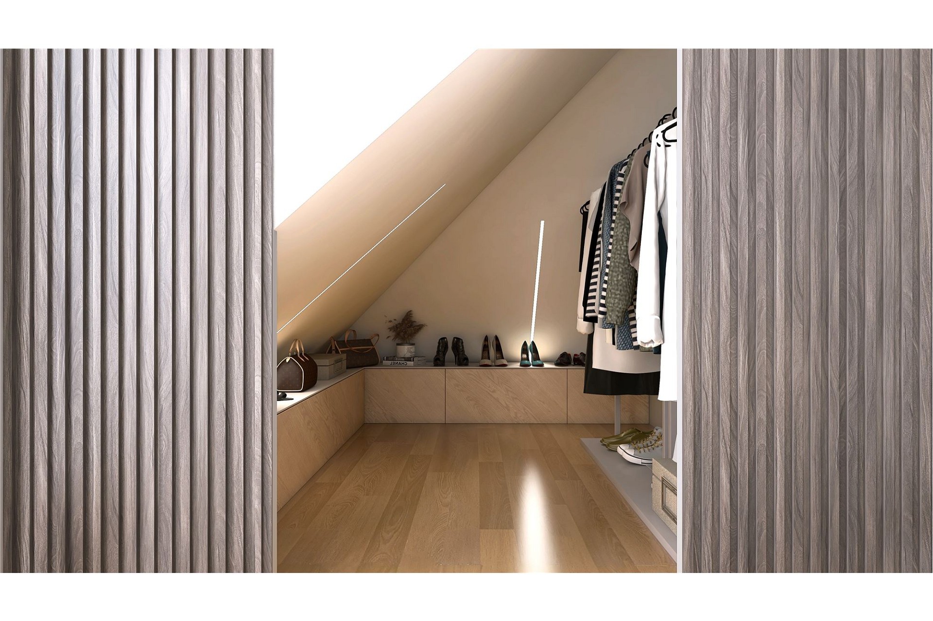 Ankleidezimmer unter der Dachschräge