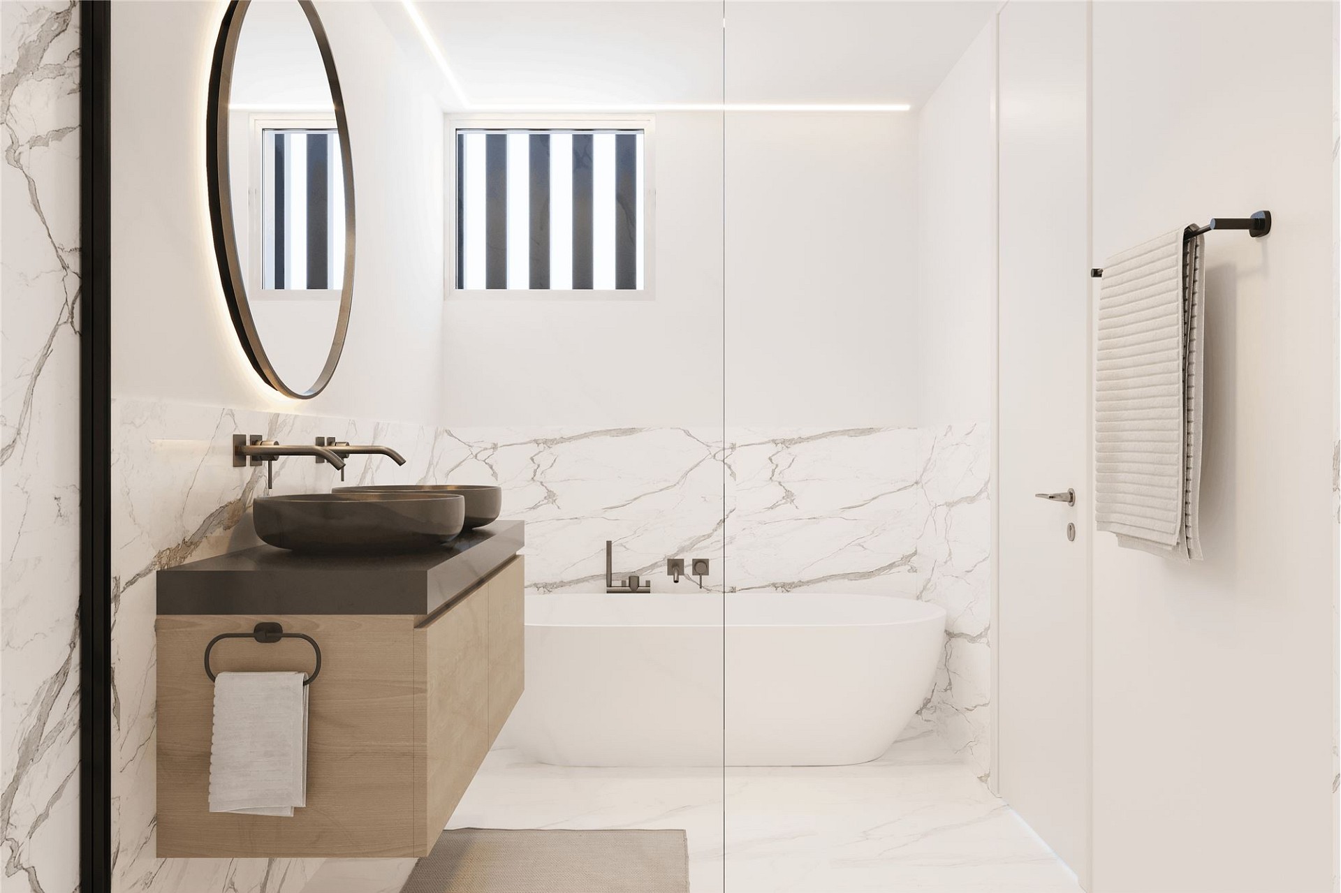 Modernes Badezimmer mit Marmoroptik