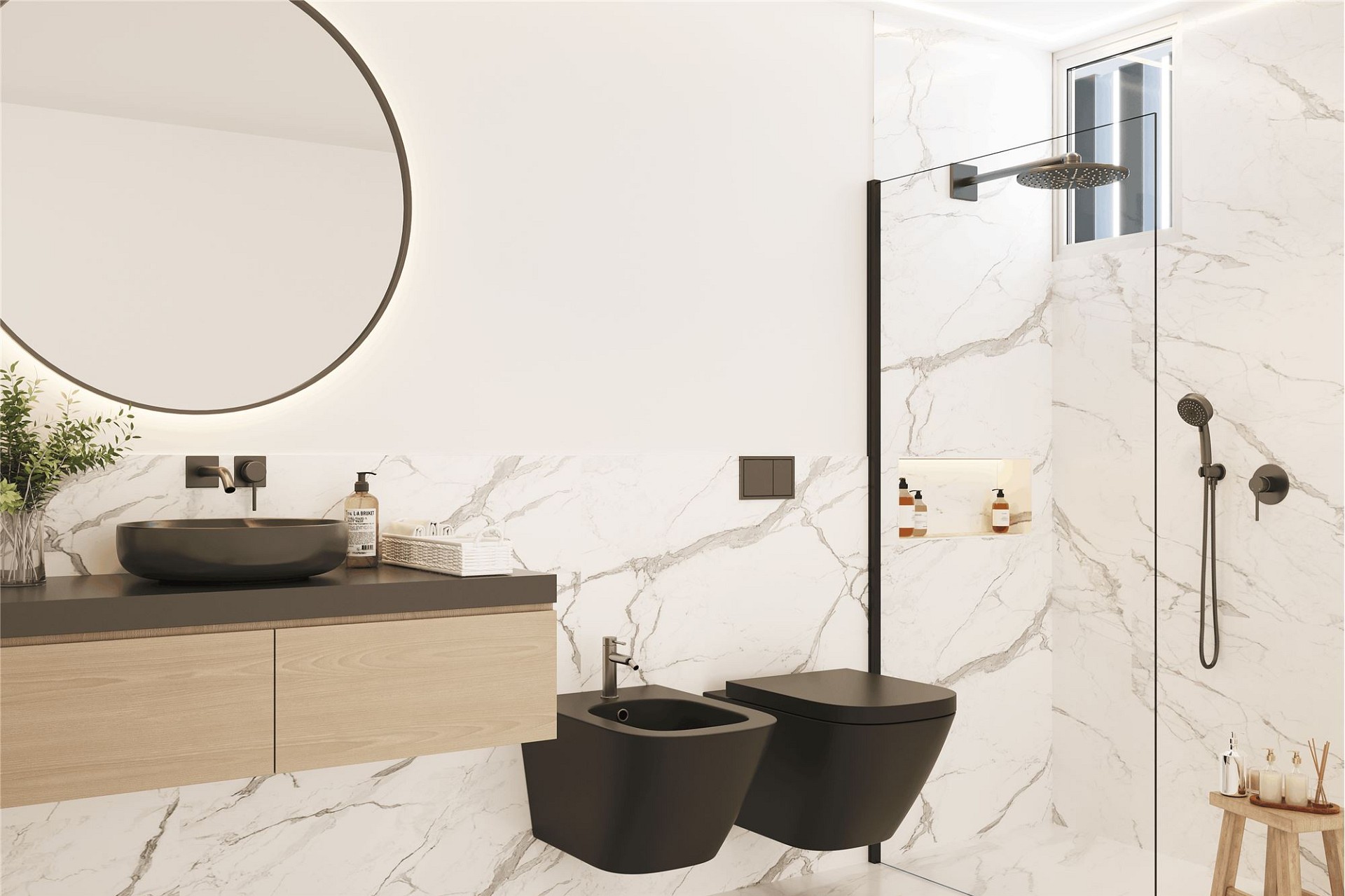 Modernes Badezimmer mit Walk-in-Dusche