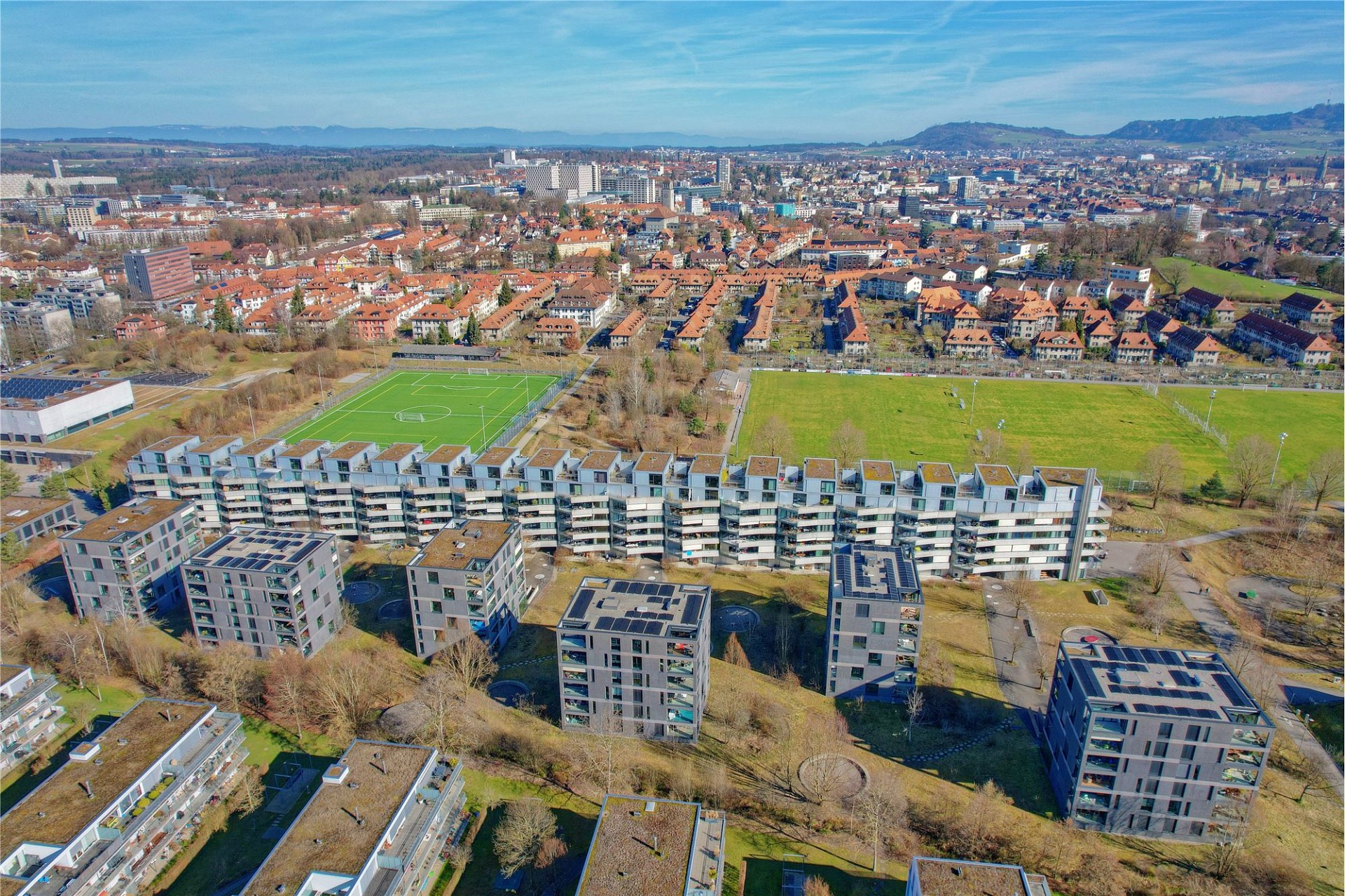 Luftaufnahme eines Wohnquartiers