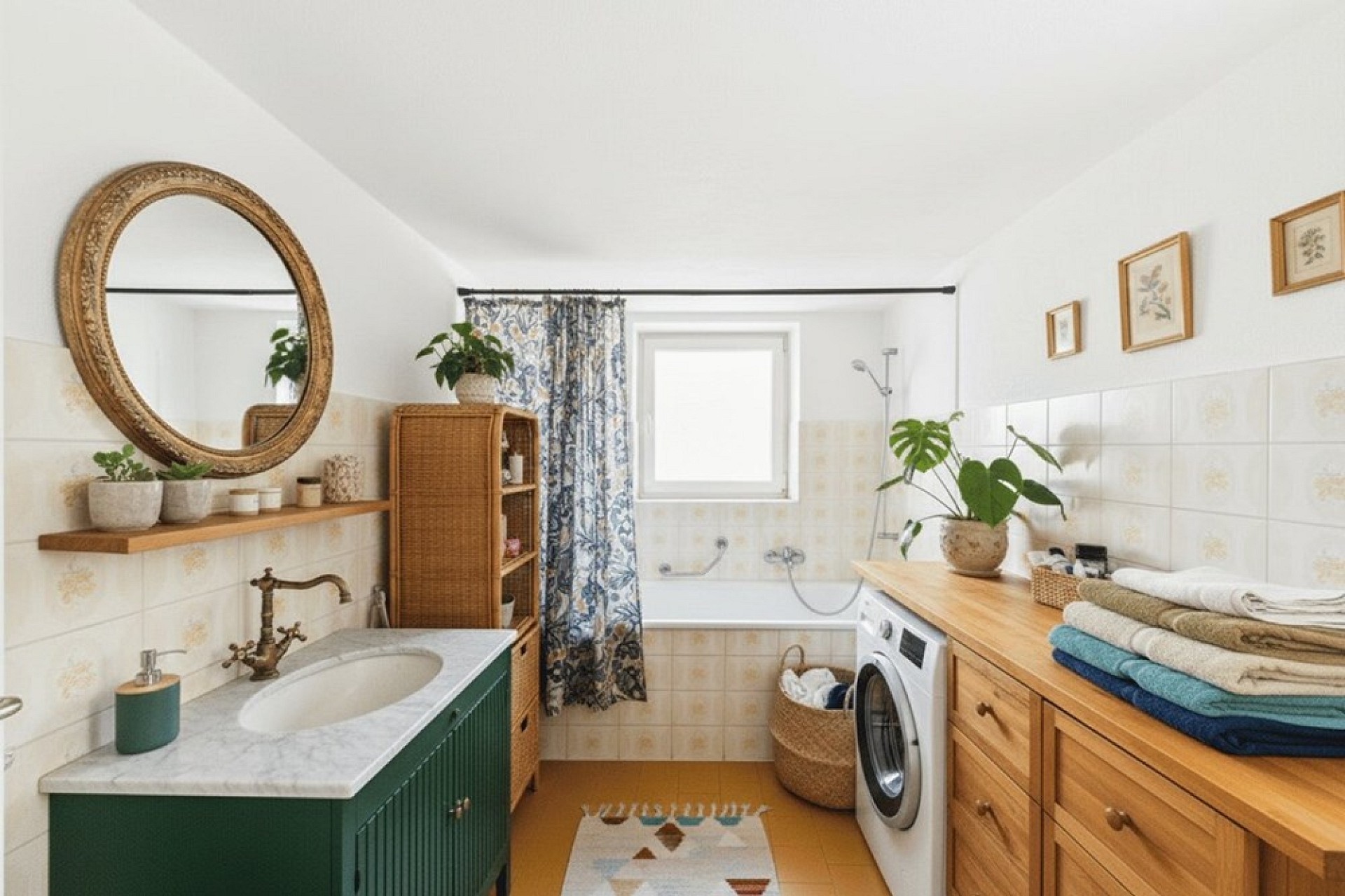Badezimmer mit Waschmaschinenbereich