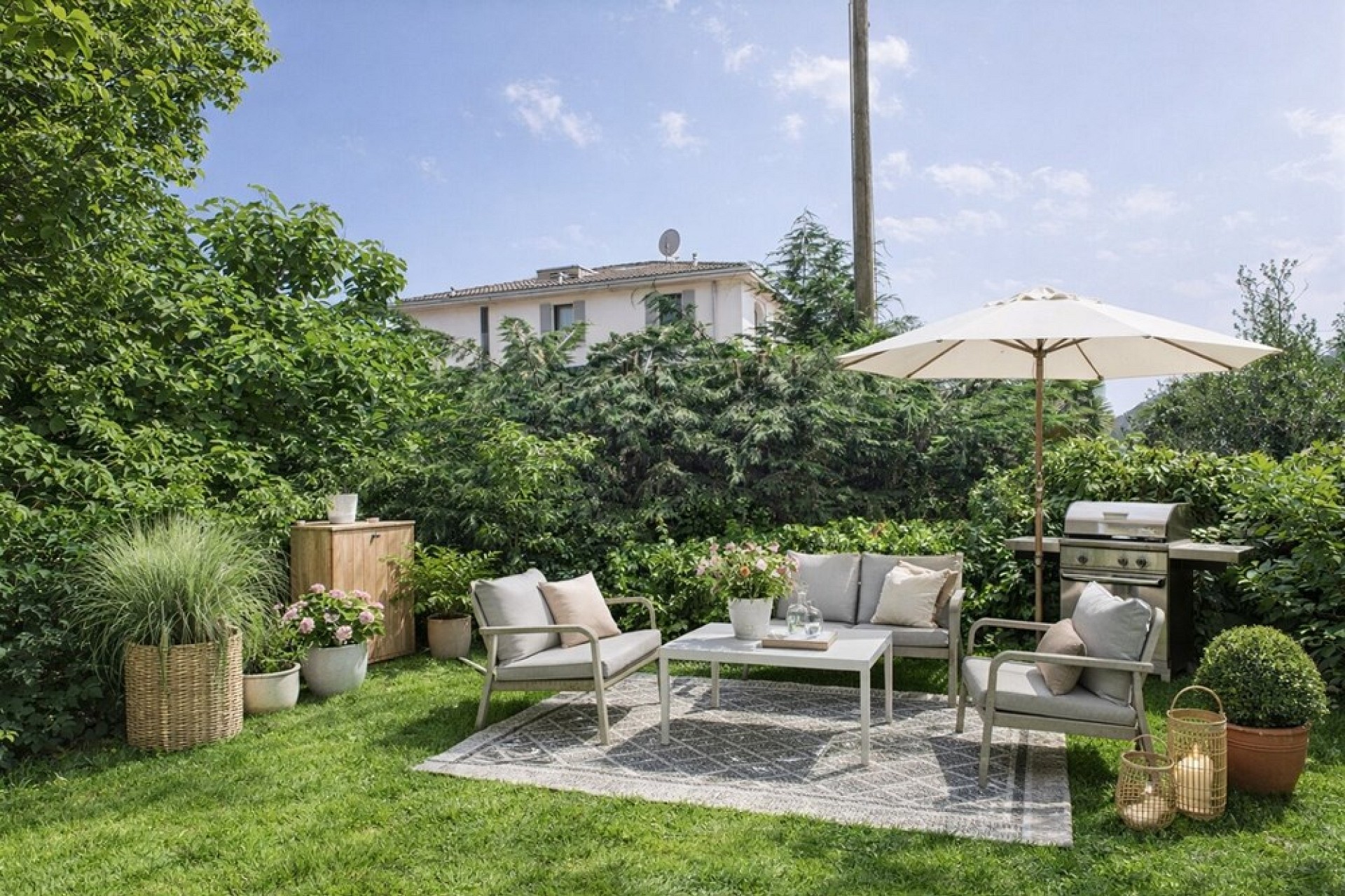 Gepflegter Garten mit Lounge-Bereich