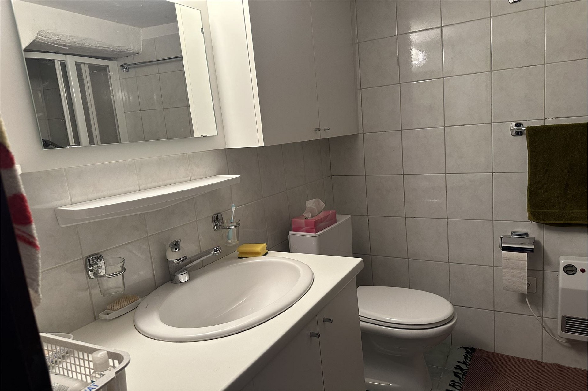 Kleines modernes Badezimmer mit WC und Waschplatz