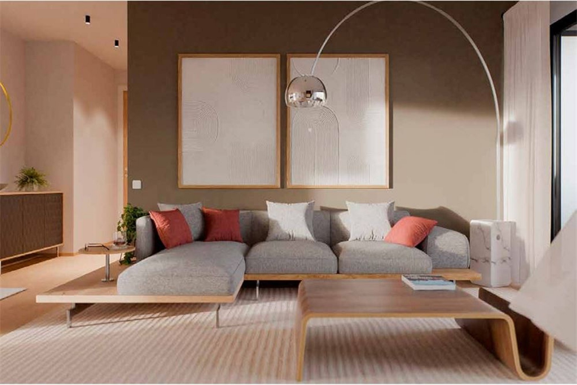 Modernes, stilvoll gestyltes Wohnzimmer