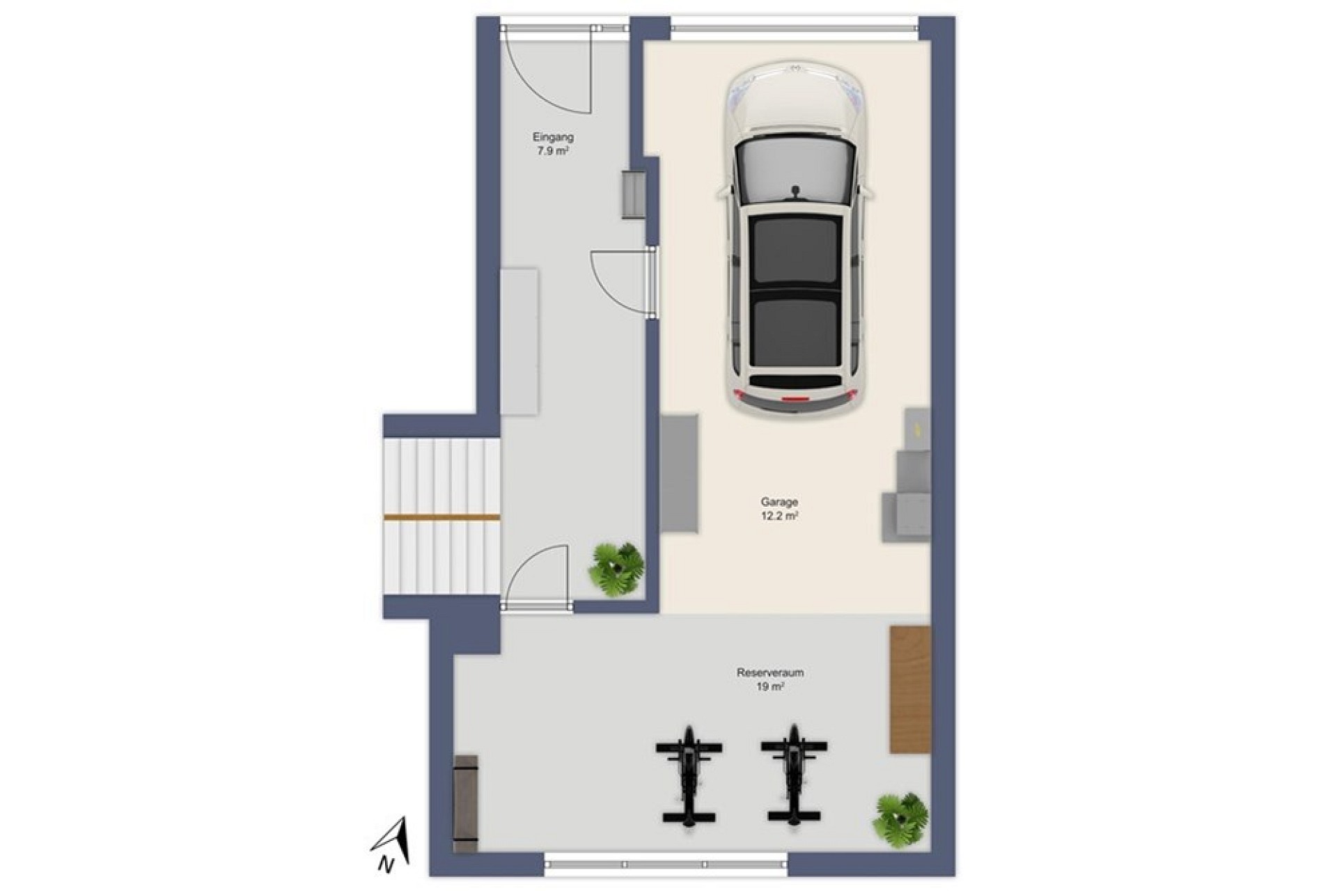 Grundriss mit Garage und Reservefläche