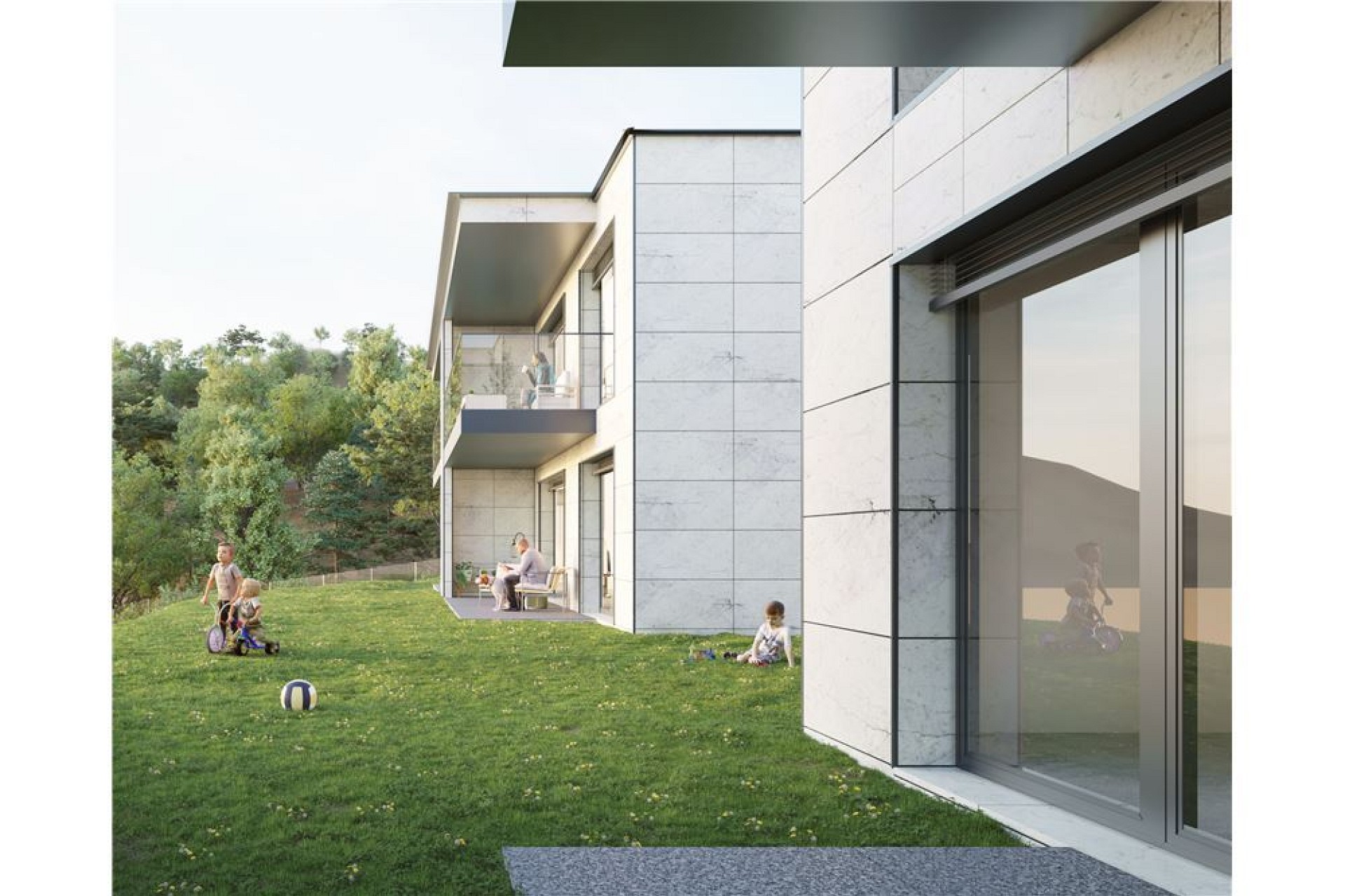 Modernes Mehrfamilienhaus mit Garten
