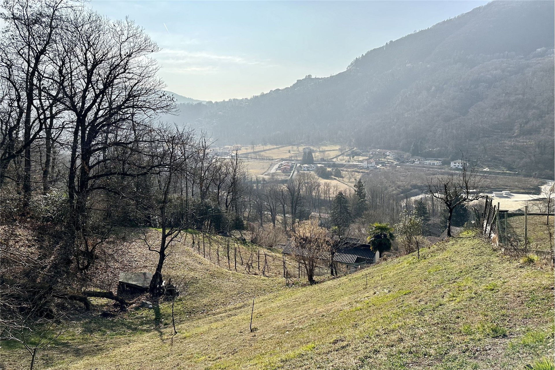 Landschaftlicher Hang mit Talblick