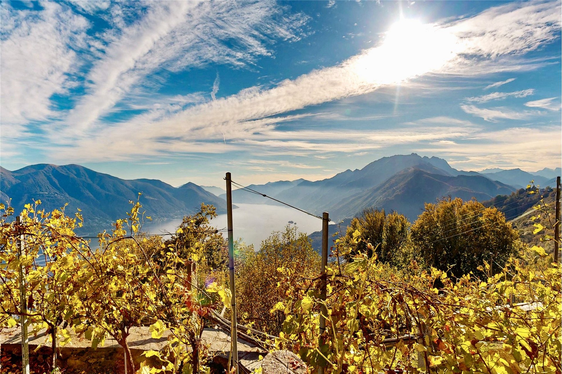 Landschaft mit See und Bergen