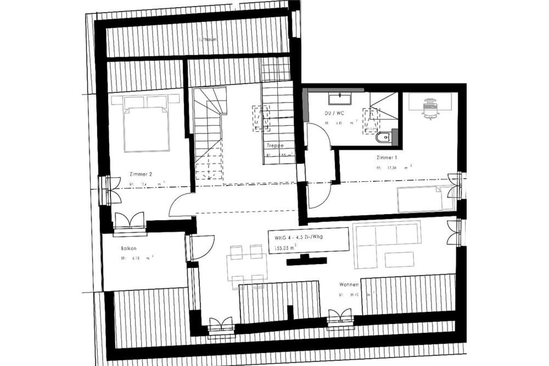 Grundriss einer Wohnung mit Balkon