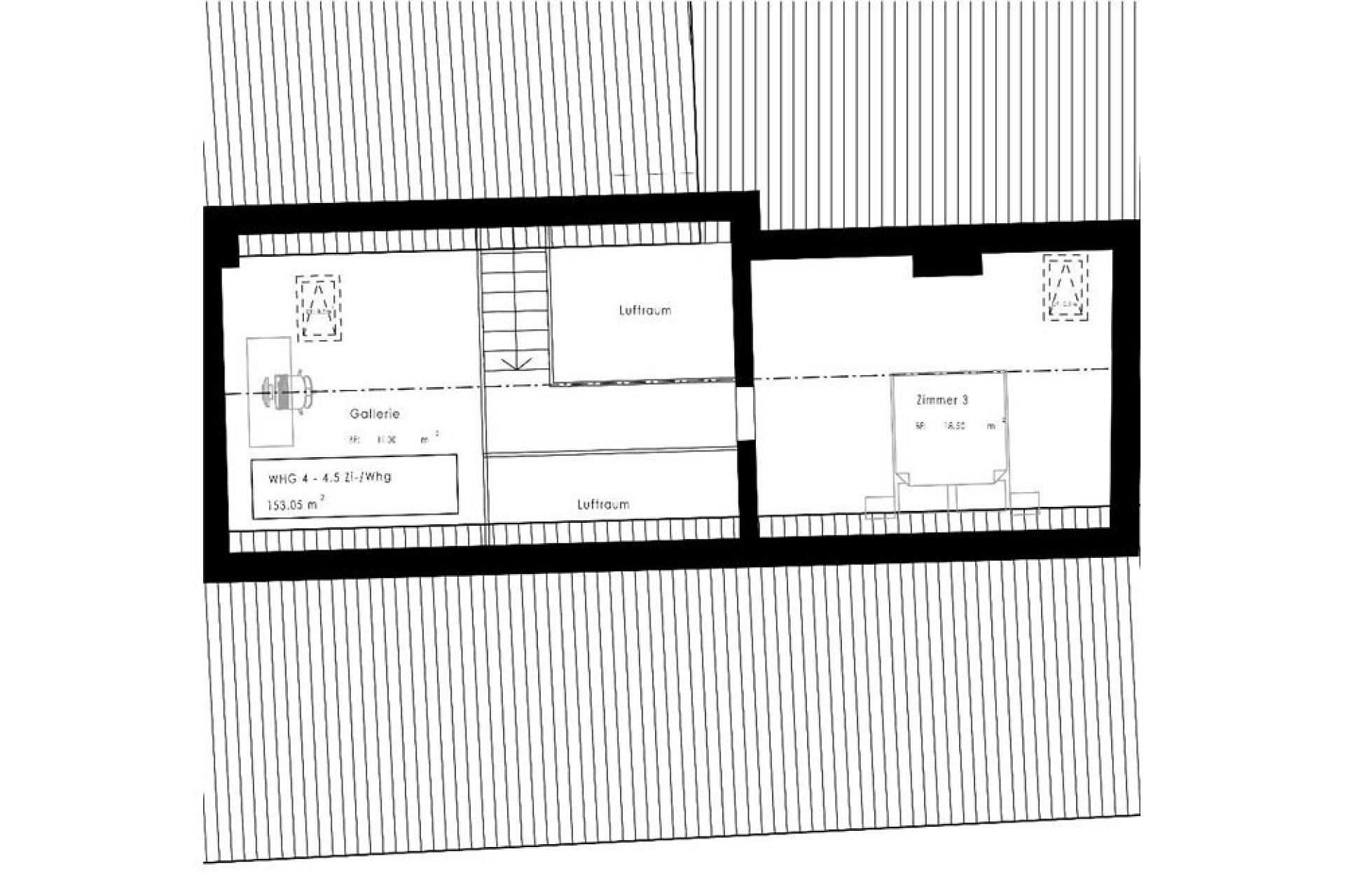 Dachgeschoss-Grundriss mit Galerie und Lufträumen