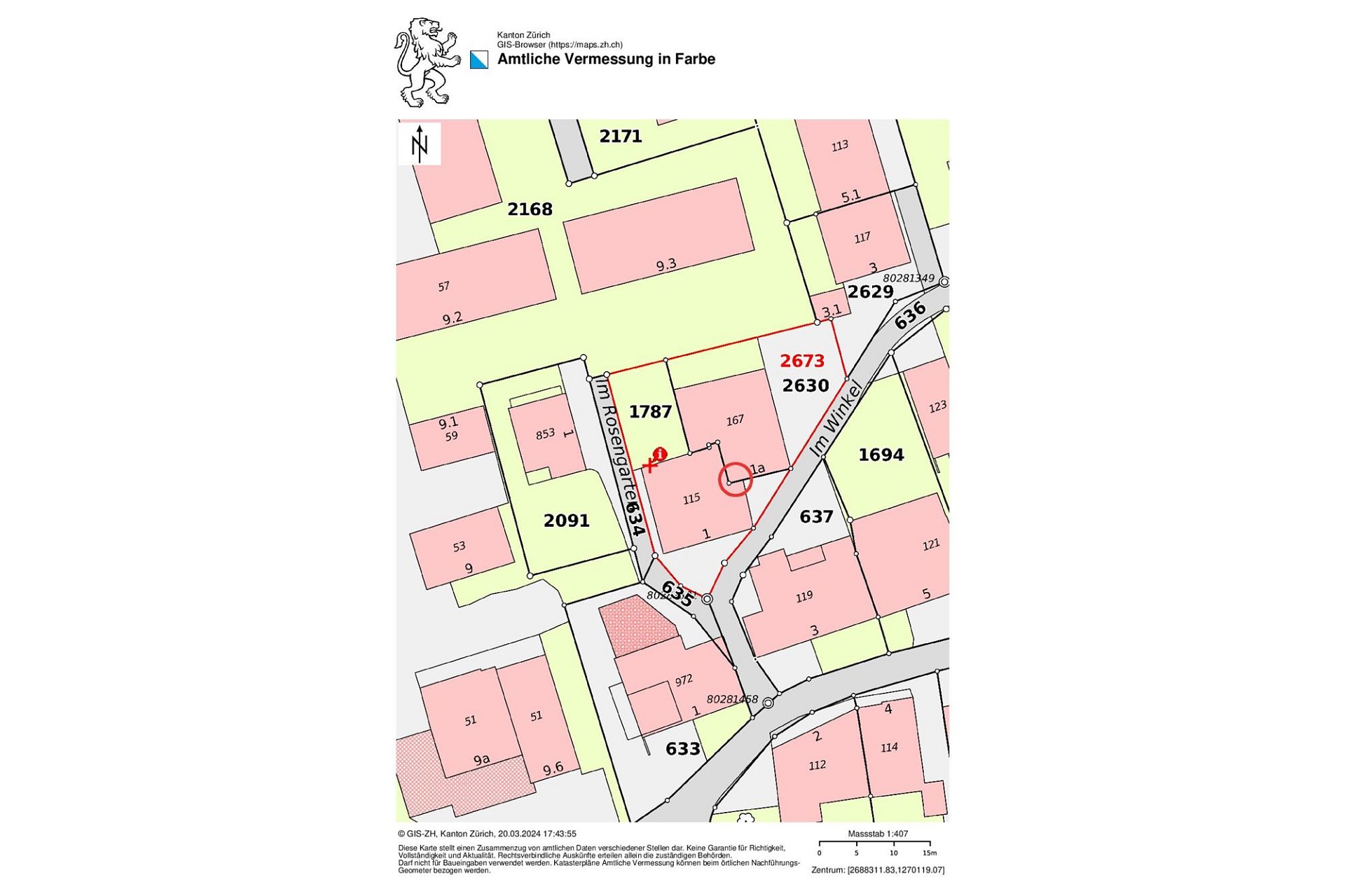 Kataster-/Lageplan mit markiertem Grundstück