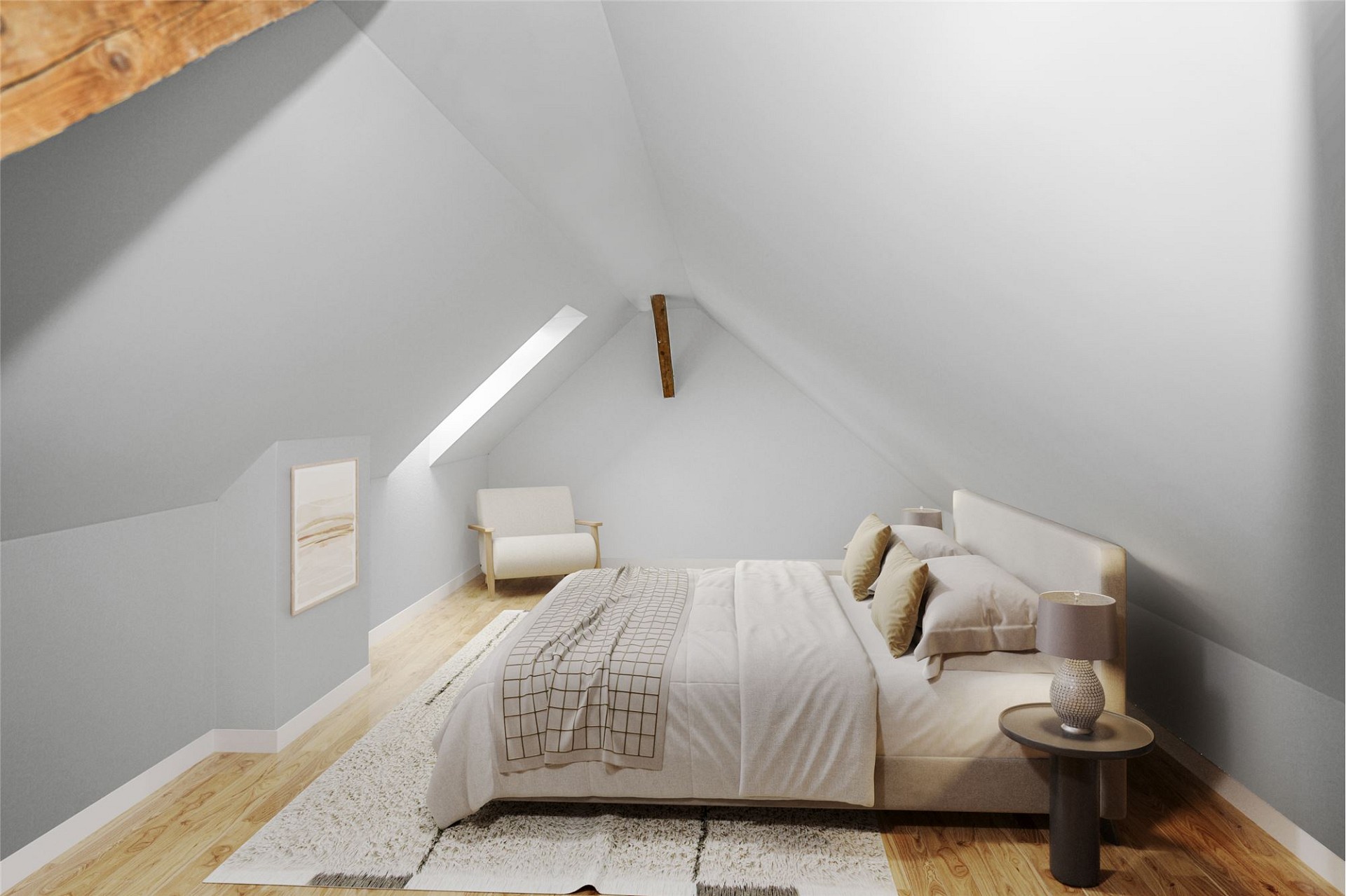 Dachgeschoss-Schlafzimmer mit Satteldach