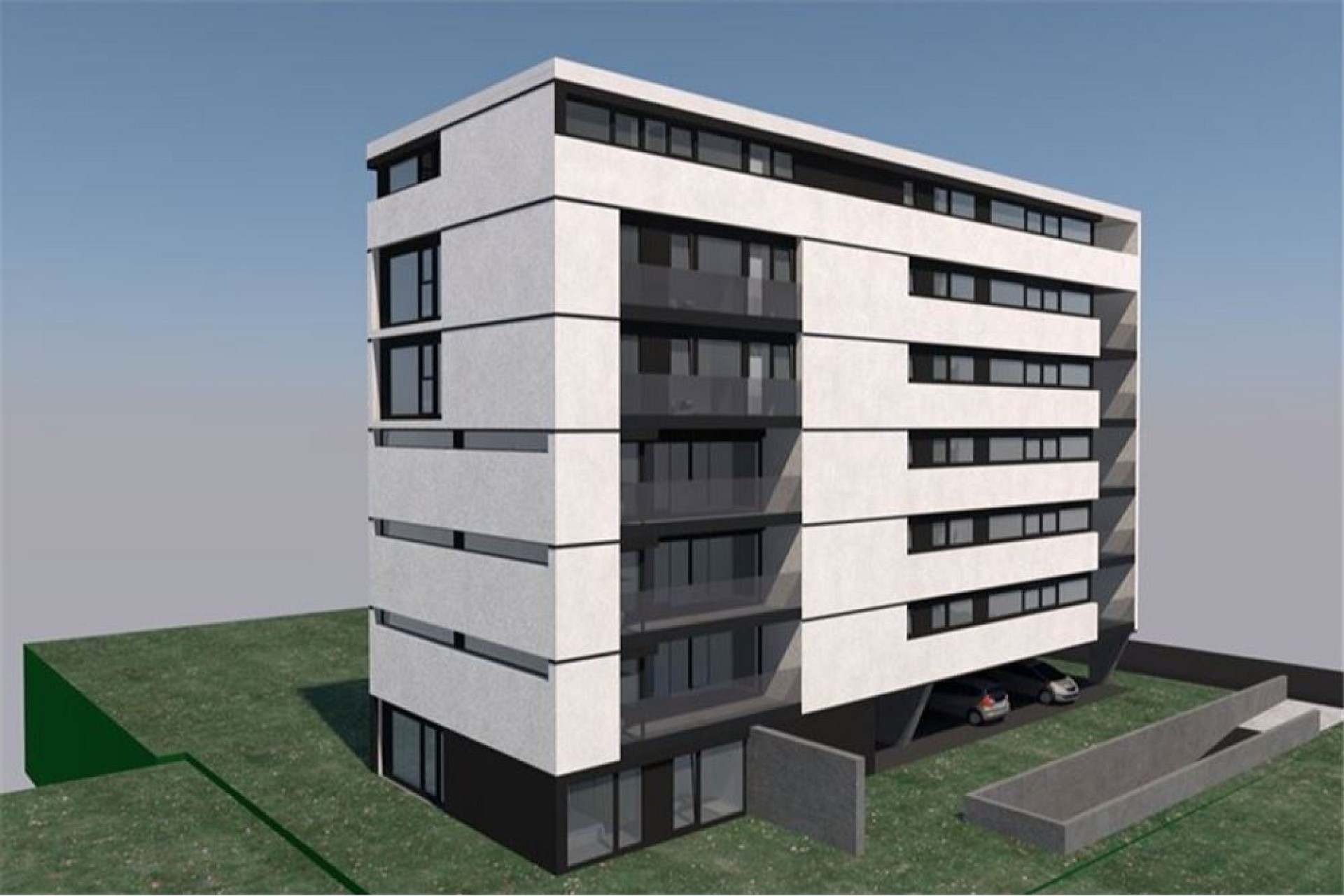 Modernes Mehrfamilienhaus mit Terrassen und Tiefgarage