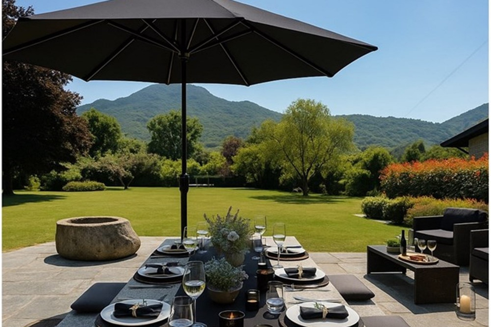 Garten-Terrasse mit Bergblick