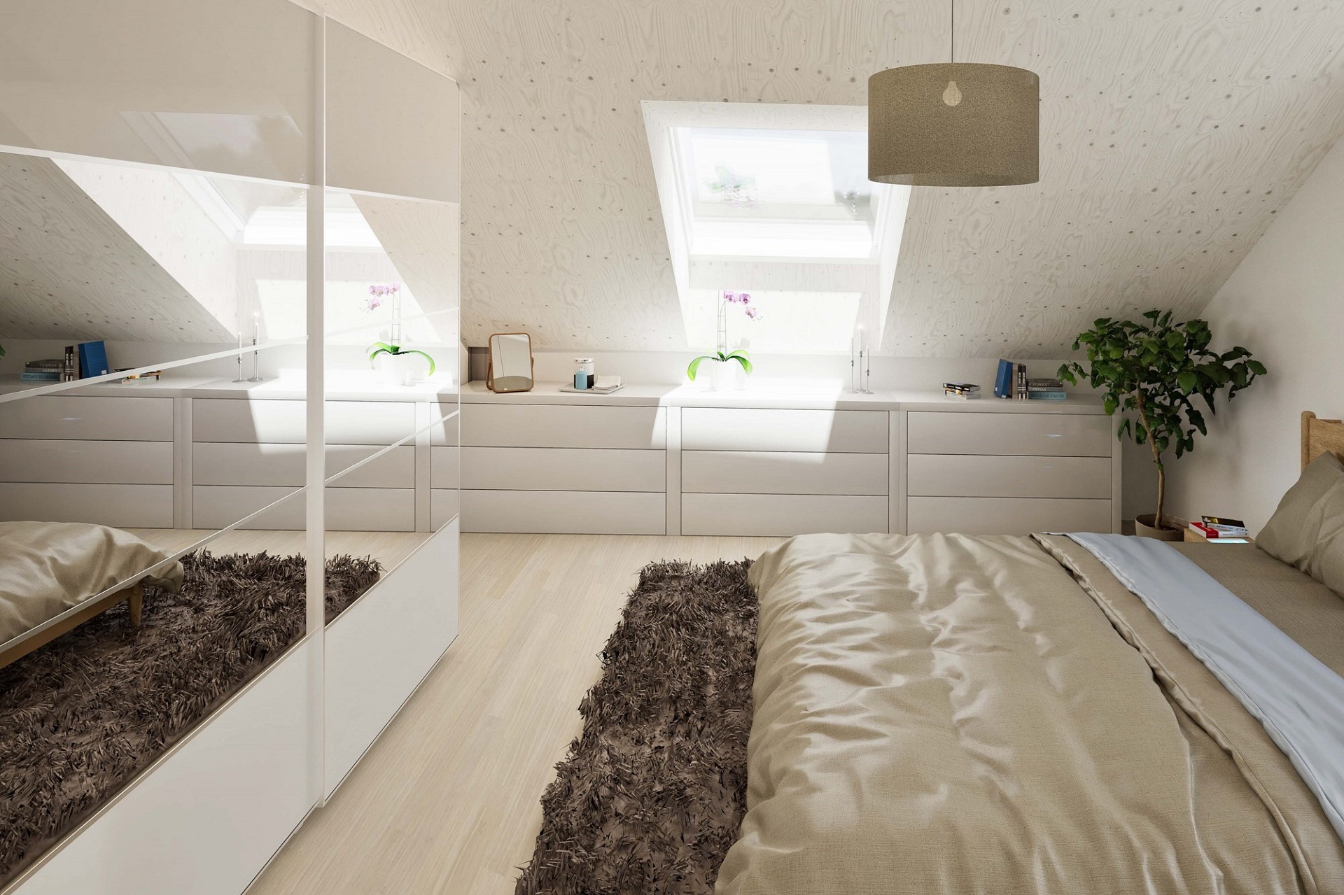 Helles Dachgeschoss-Schlafzimmer
