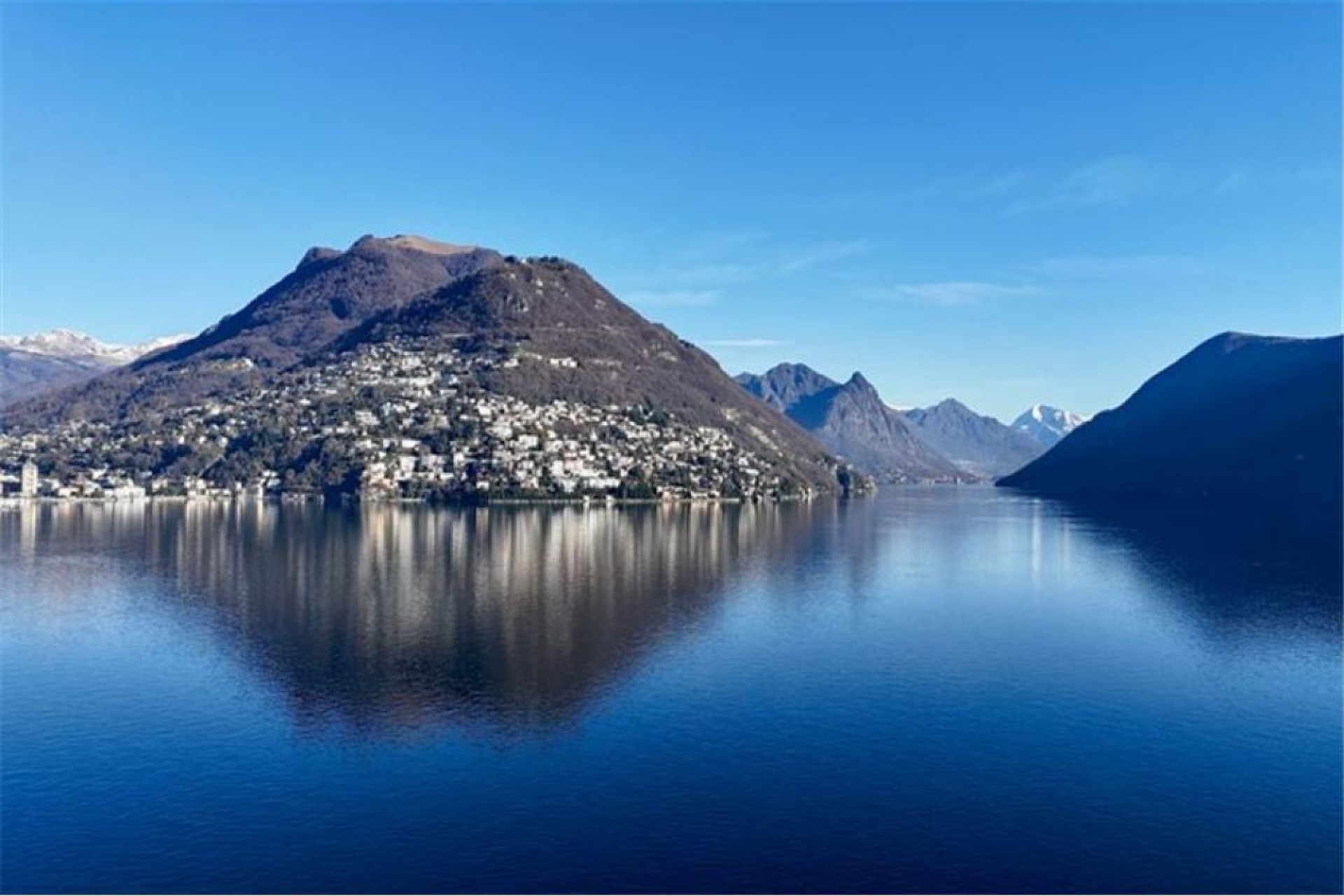 Landschaft mit See und Bergen