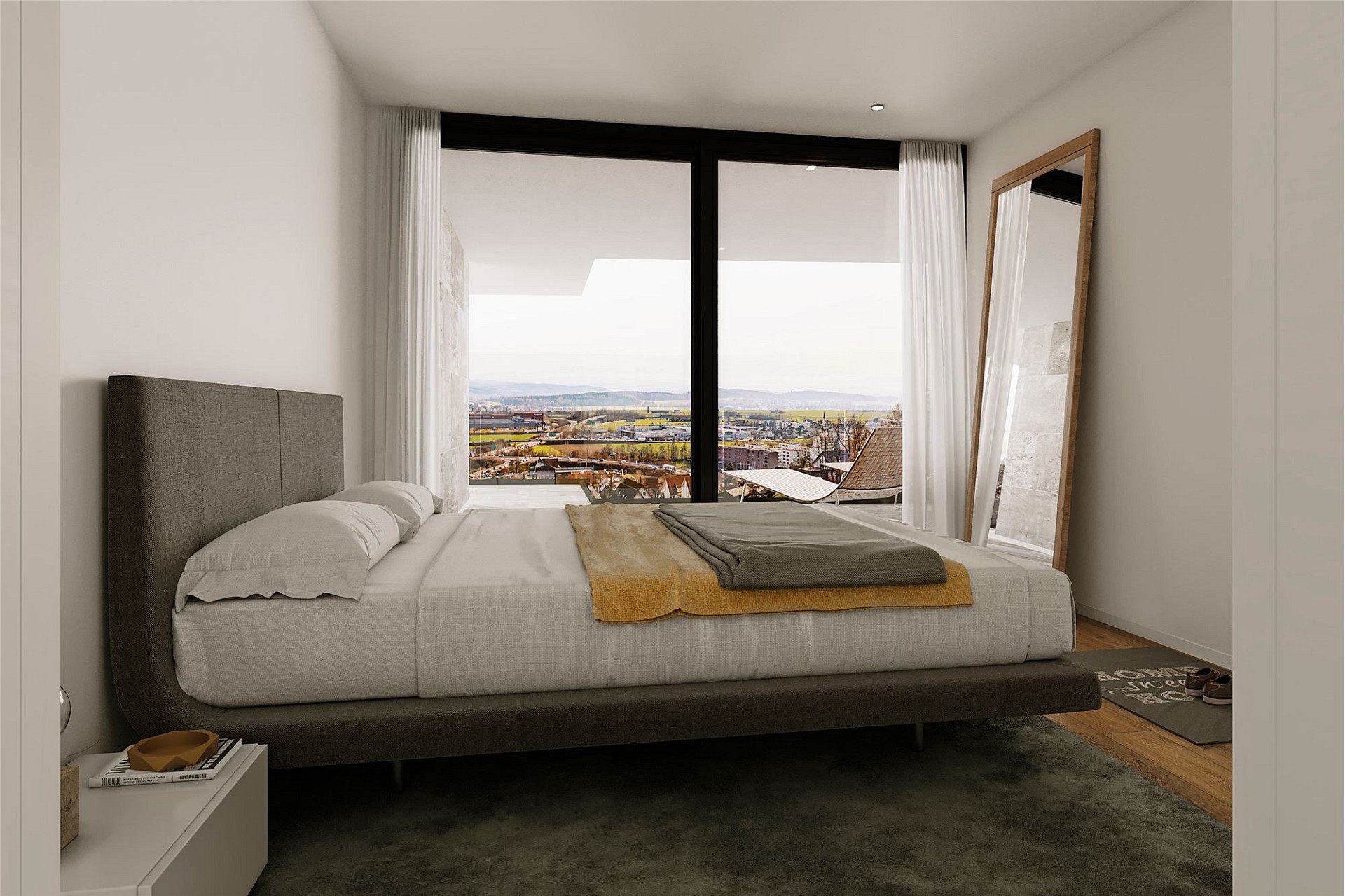 Schlafzimmer mit Panoramafenster