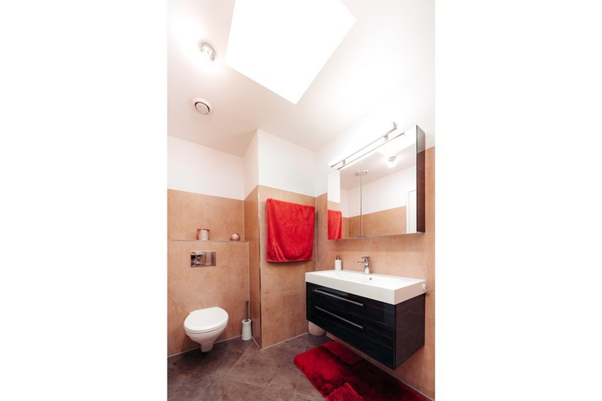 Modernes kleines Badezimmer mit Dachfenster
